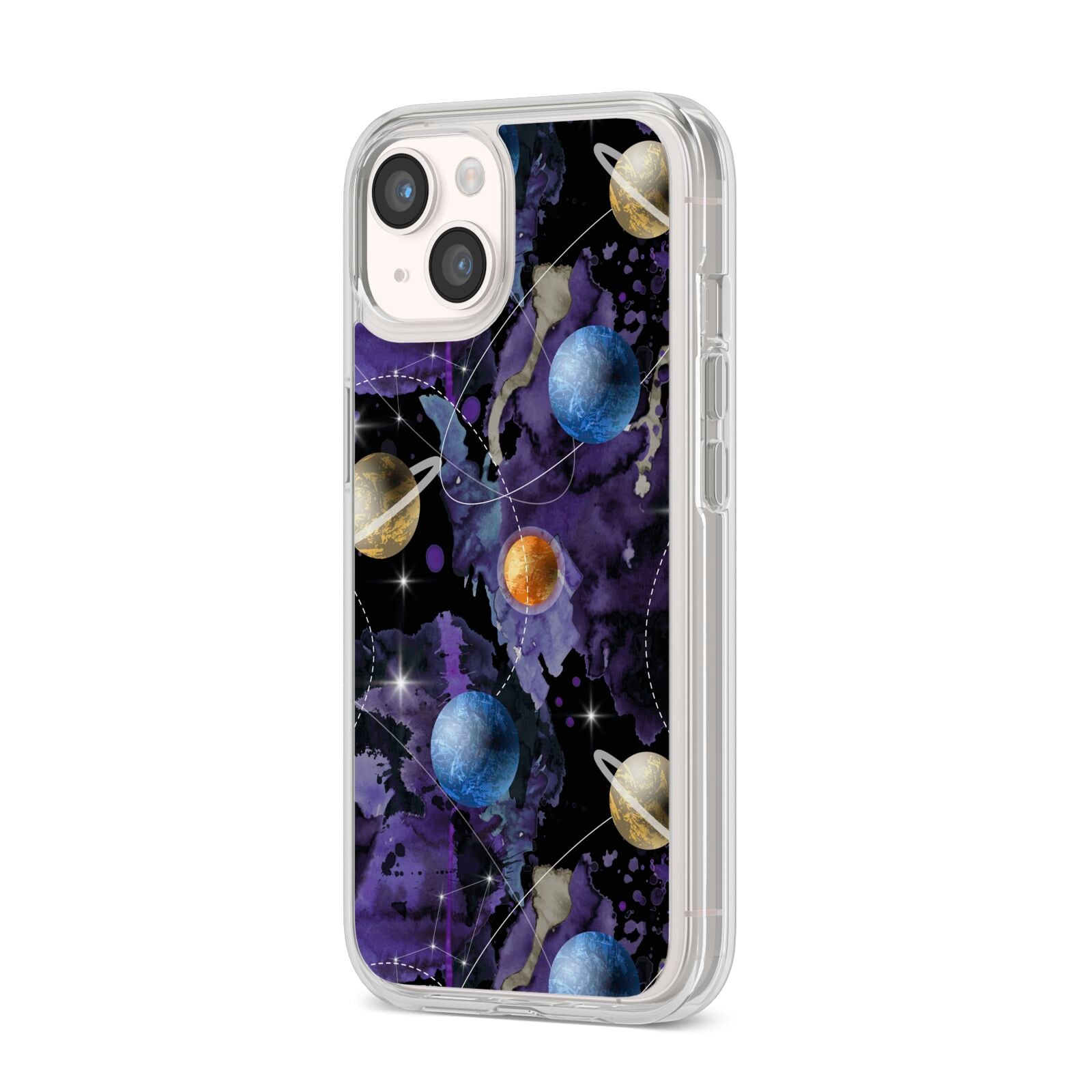 Planet iPhone 14 Clear Tough Case Starlight Angled Image