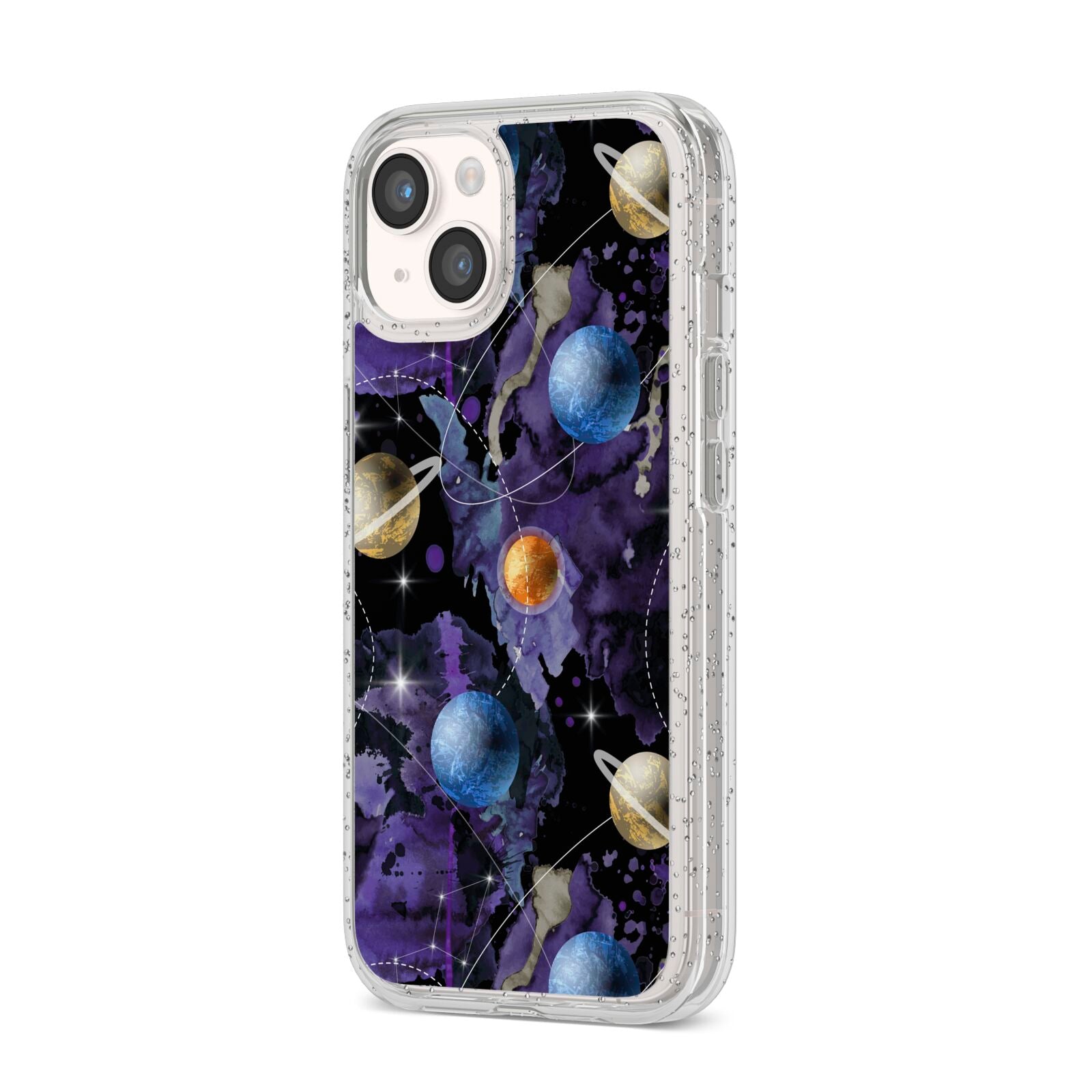 Planet iPhone 14 Glitter Tough Case Starlight Angled Image