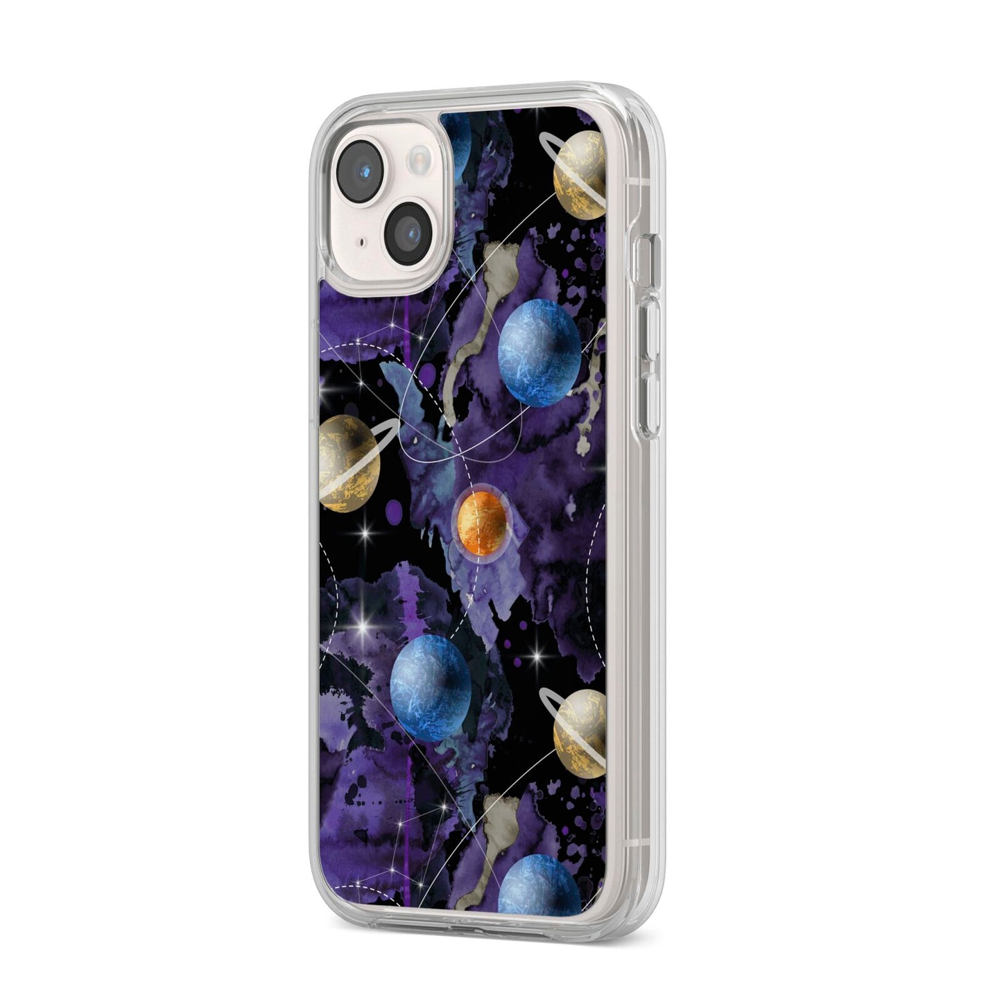 Planet iPhone 14 Plus Clear Tough Case Starlight Angled Image