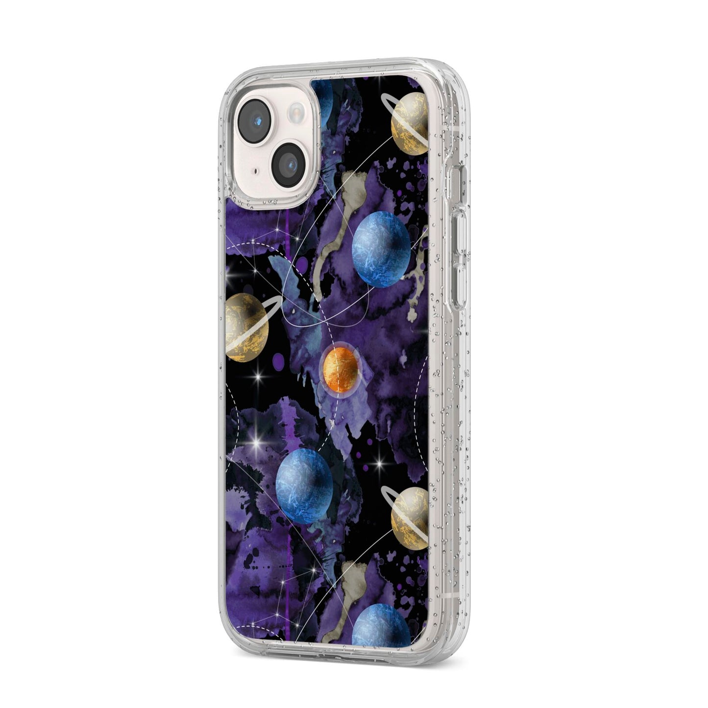 Planet iPhone 14 Plus Glitter Tough Case Starlight Angled Image