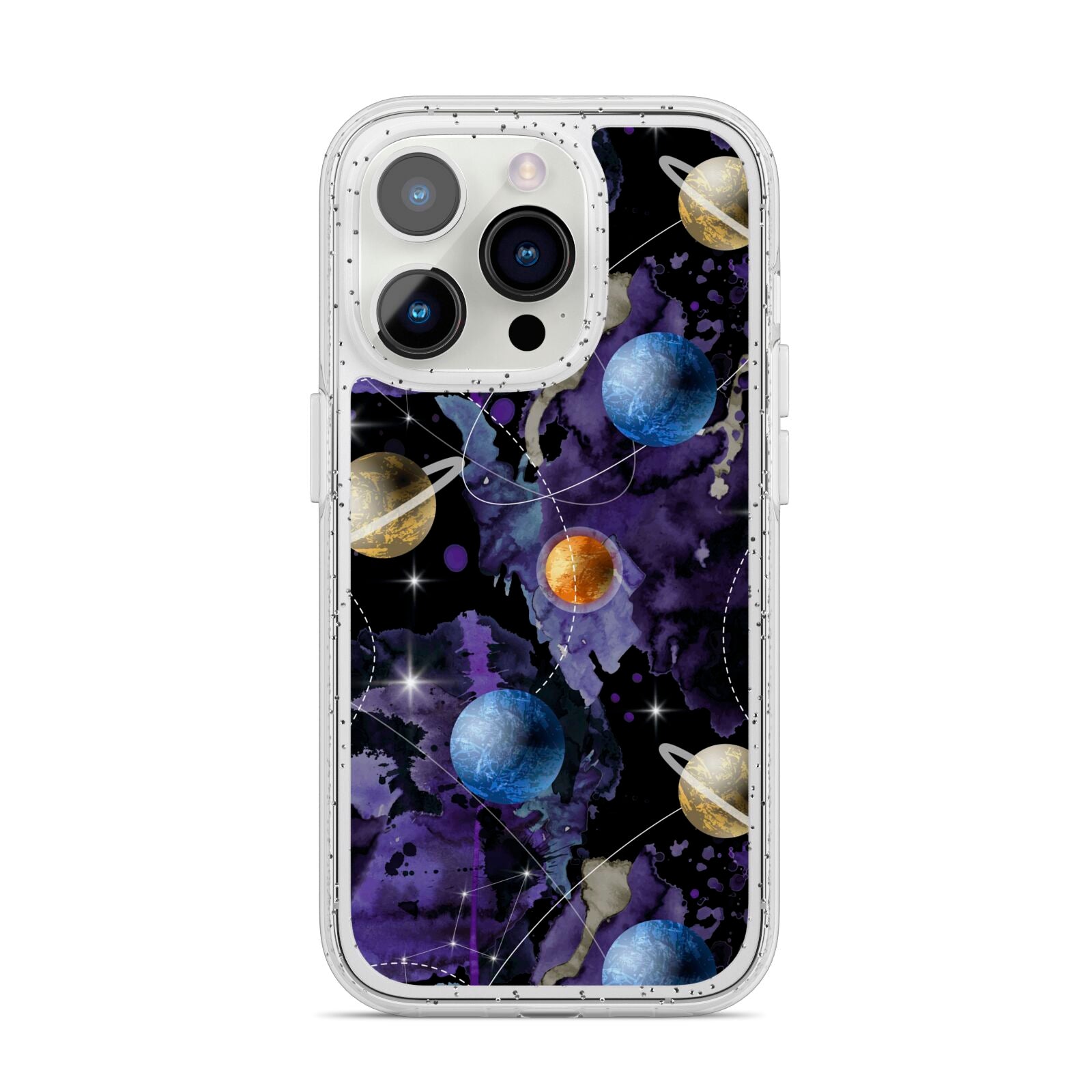 Planet iPhone 14 Pro Glitter Tough Case Silver