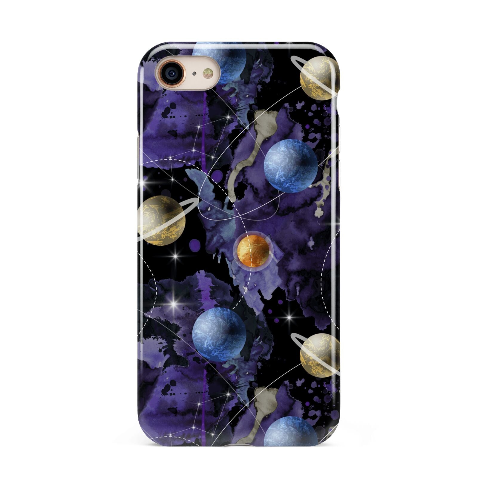 Planet iPhone 8 3D Tough Case on Gold Phone