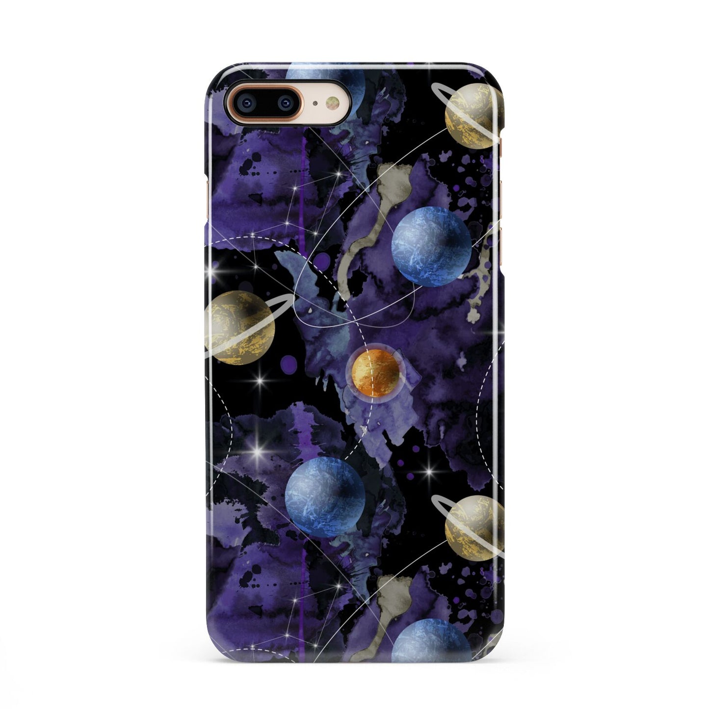 Planet iPhone 8 Plus 3D Snap Case on Gold Phone