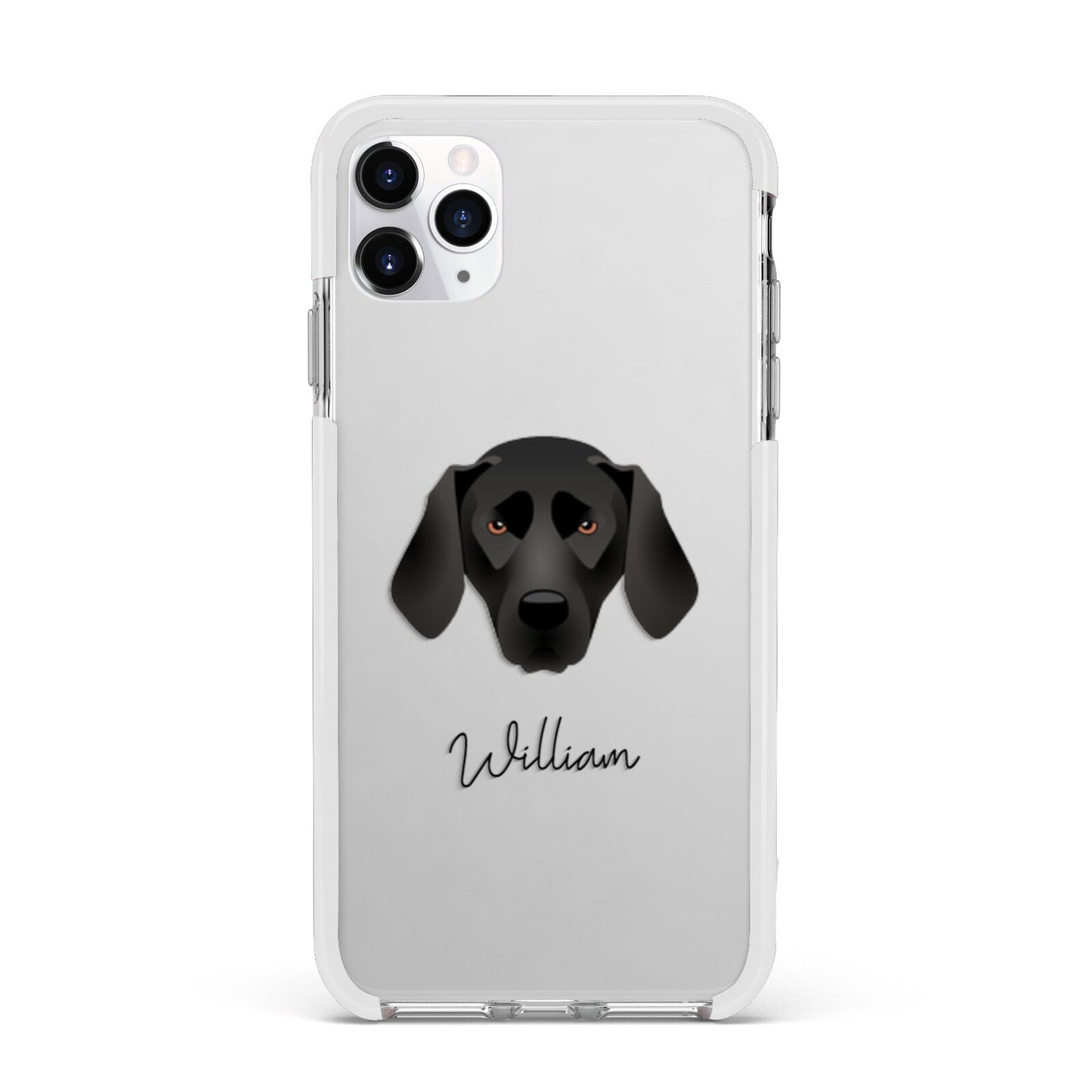 Plott Hound Personalised Apple iPhone 11 Pro Max in Silver with White Impact Case