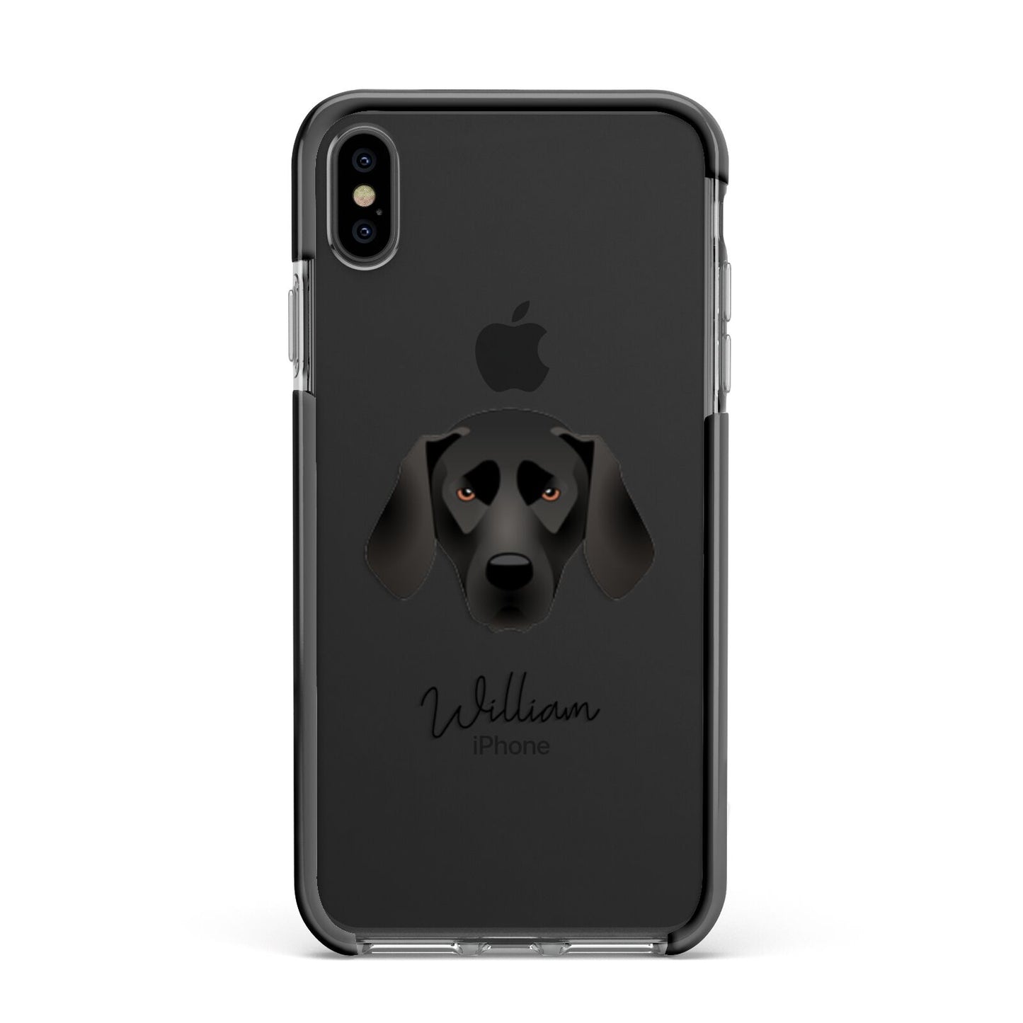 Plott Hound Personalised Apple iPhone Xs Max Impact Case Black Edge on Black Phone