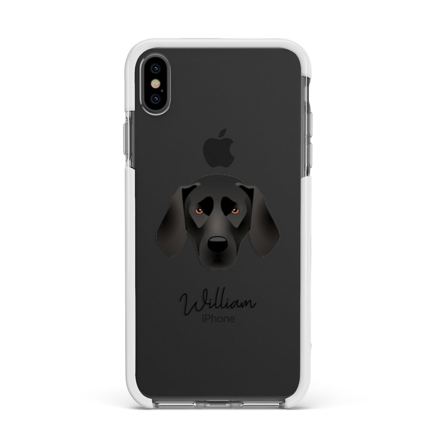 Plott Hound Personalised Apple iPhone Xs Max Impact Case White Edge on Black Phone