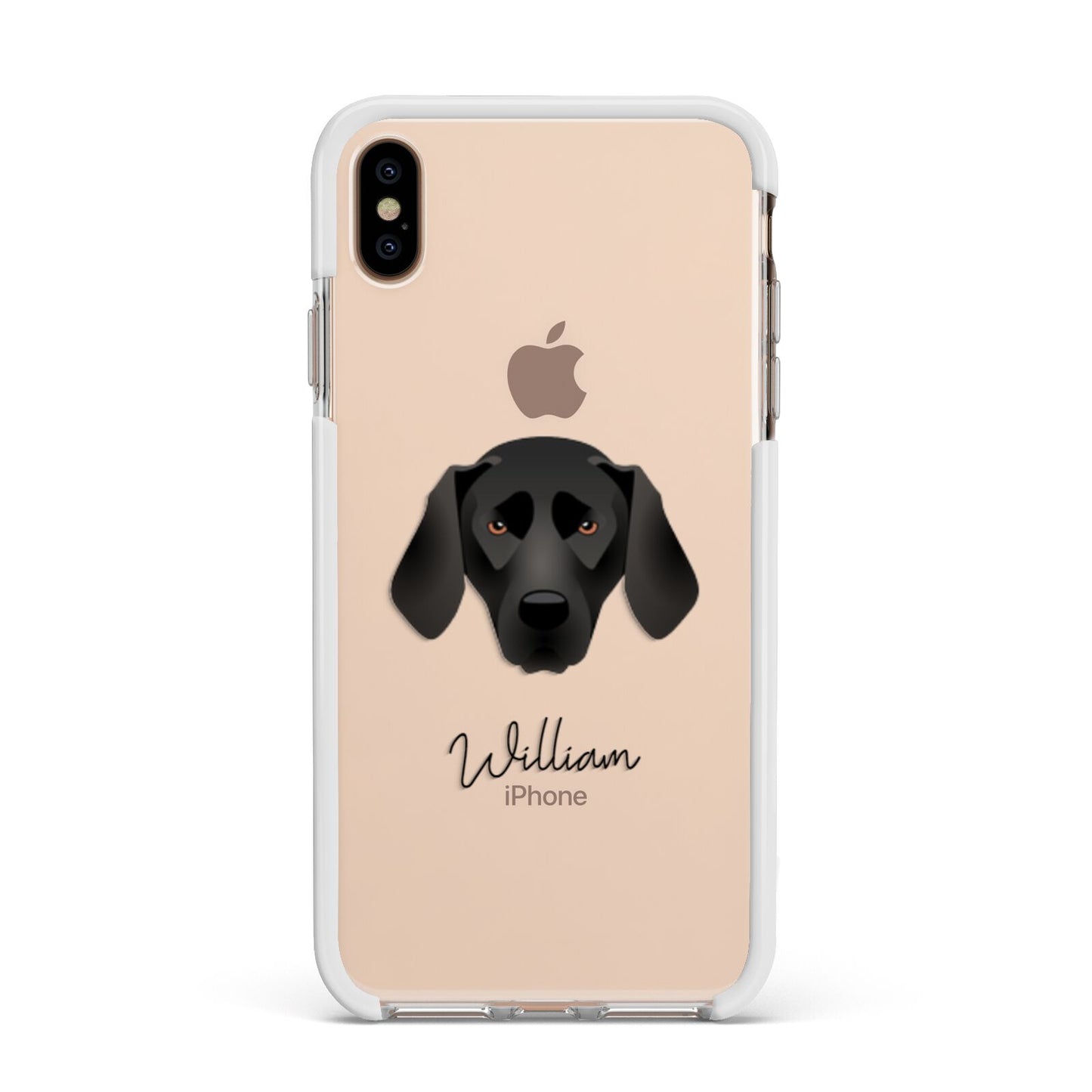 Plott Hound Personalised Apple iPhone Xs Max Impact Case White Edge on Gold Phone