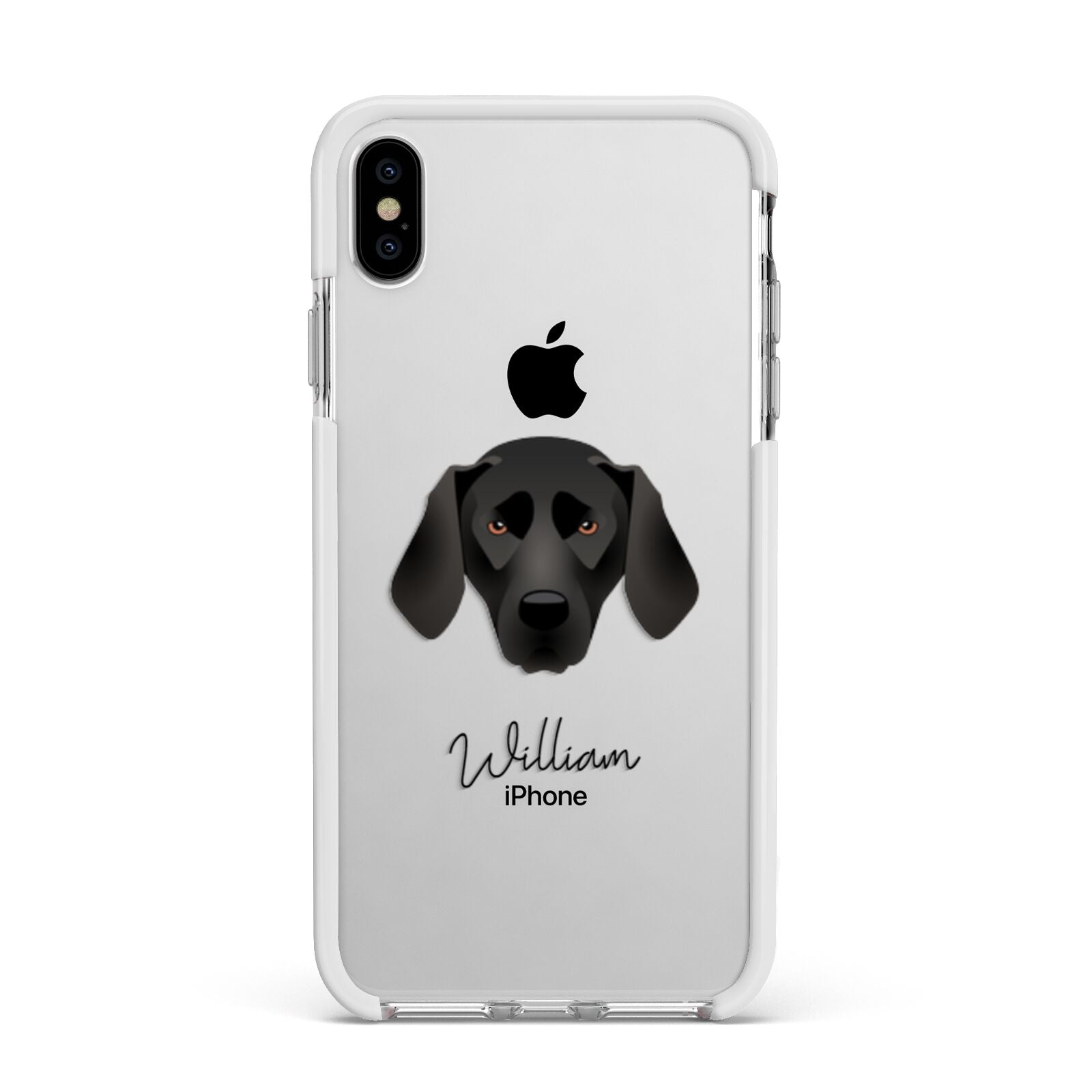 Plott Hound Personalised Apple iPhone Xs Max Impact Case White Edge on Silver Phone