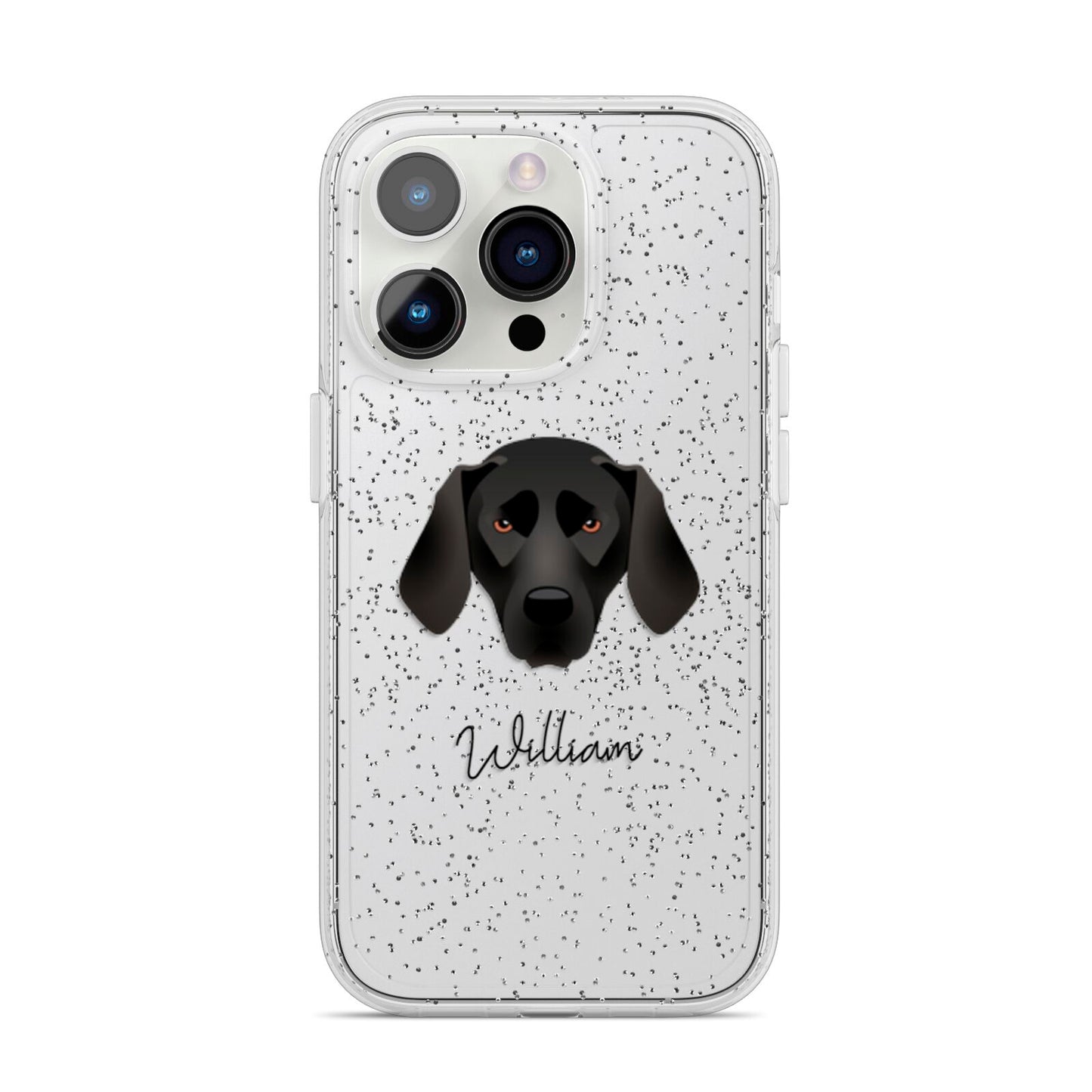 Plott Hound Personalised iPhone 14 Pro Glitter Tough Case Silver