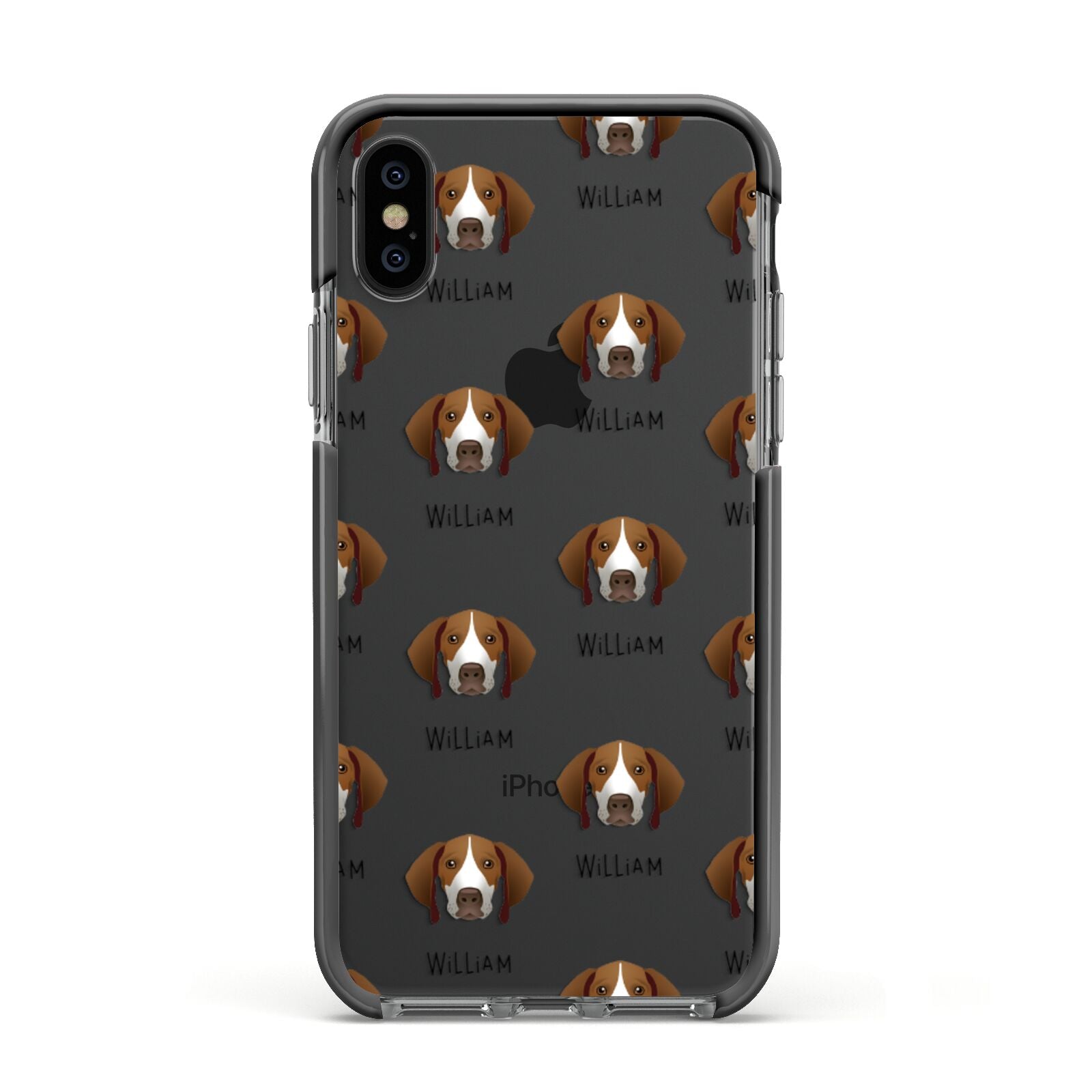 Pointer Icon with Name Apple iPhone Xs Impact Case Black Edge on Black Phone