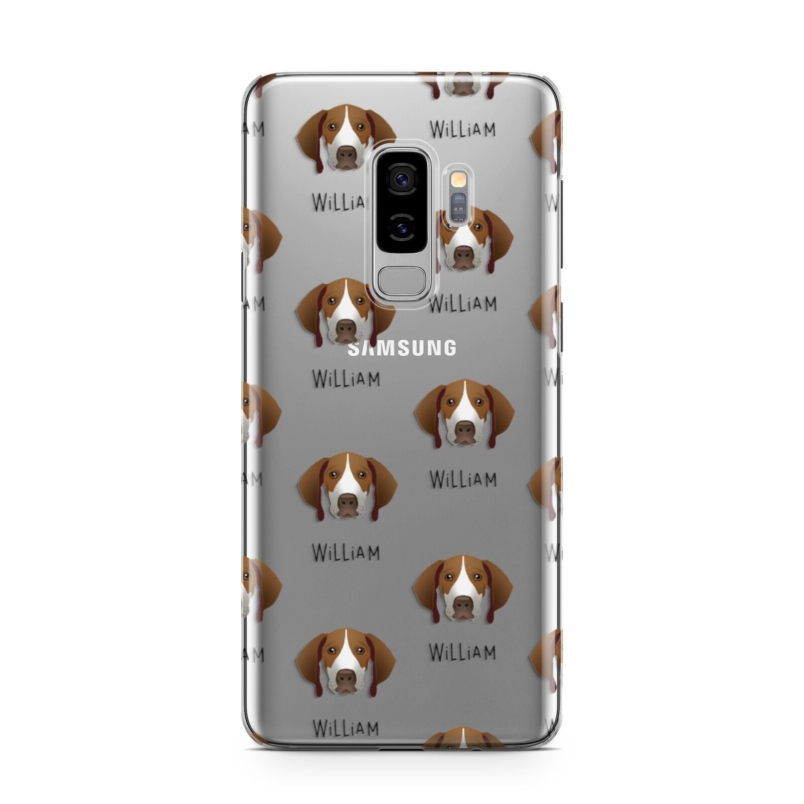 Pointer Icon with Name Samsung Galaxy S9 Plus Case on Silver phone