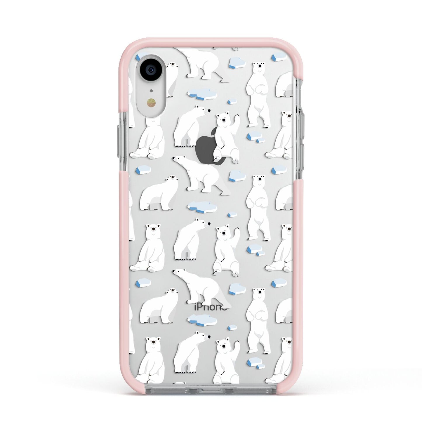 Polar Bear Apple iPhone XR Impact Case Pink Edge on Silver Phone