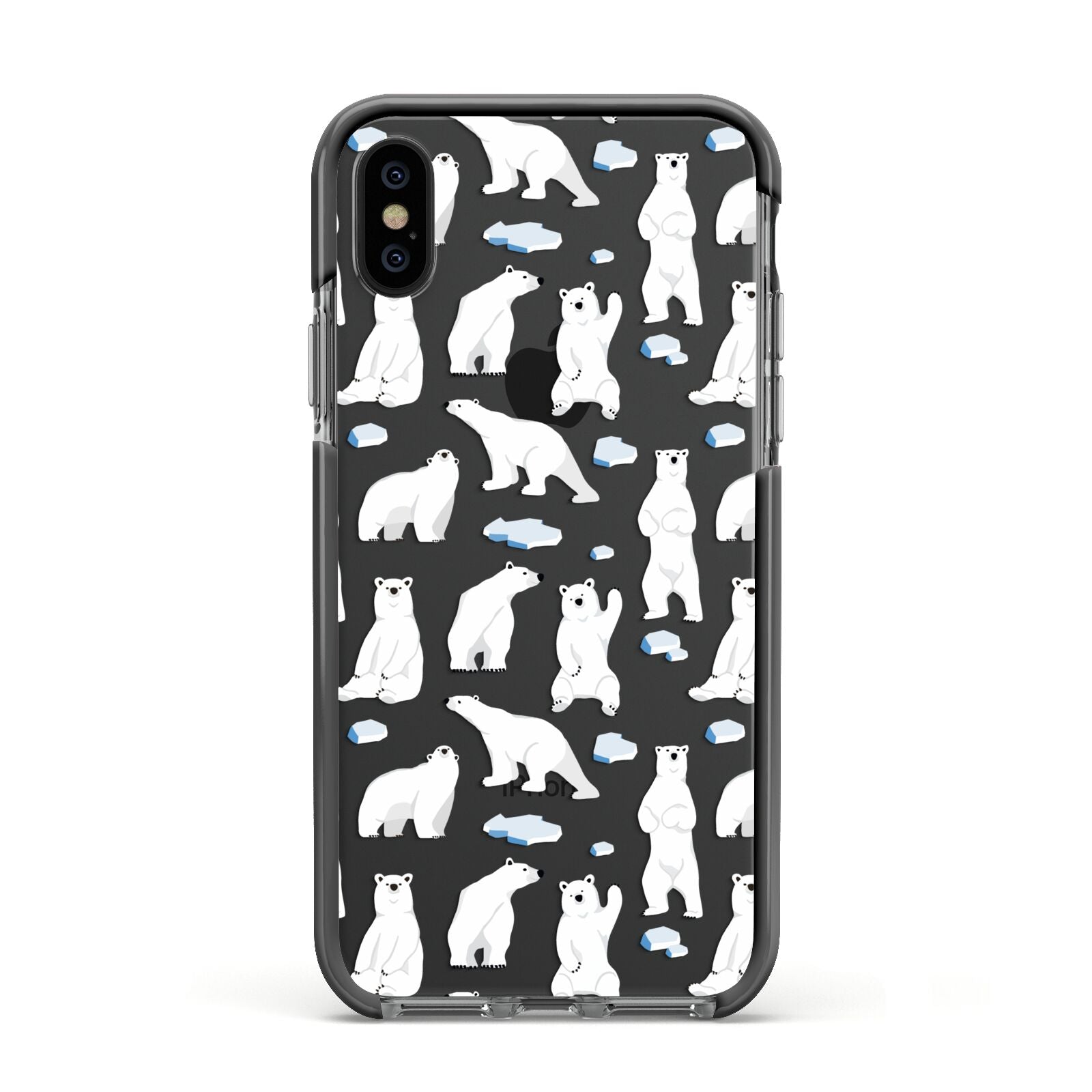 Polar Bear Apple iPhone Xs Impact Case Black Edge on Black Phone