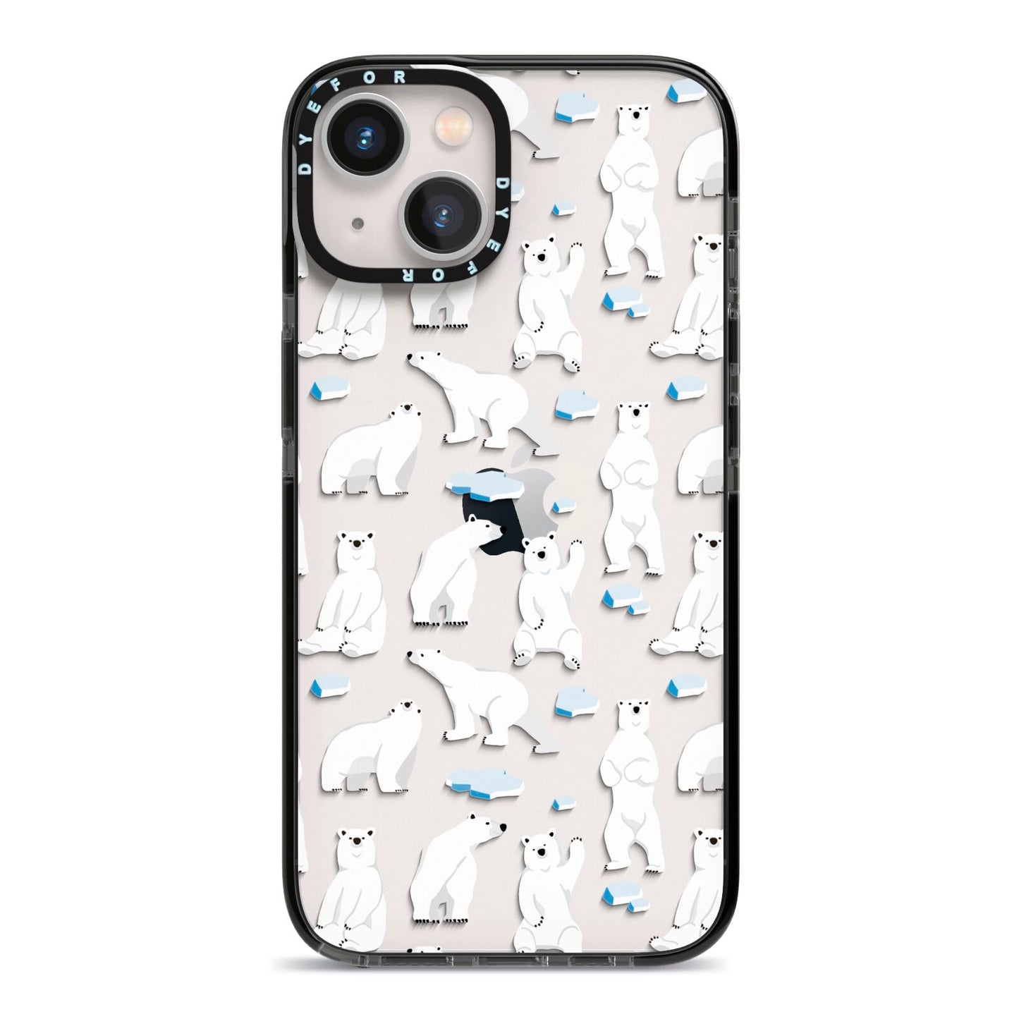 Polar Bear iPhone 13 Black Impact Case on Silver phone