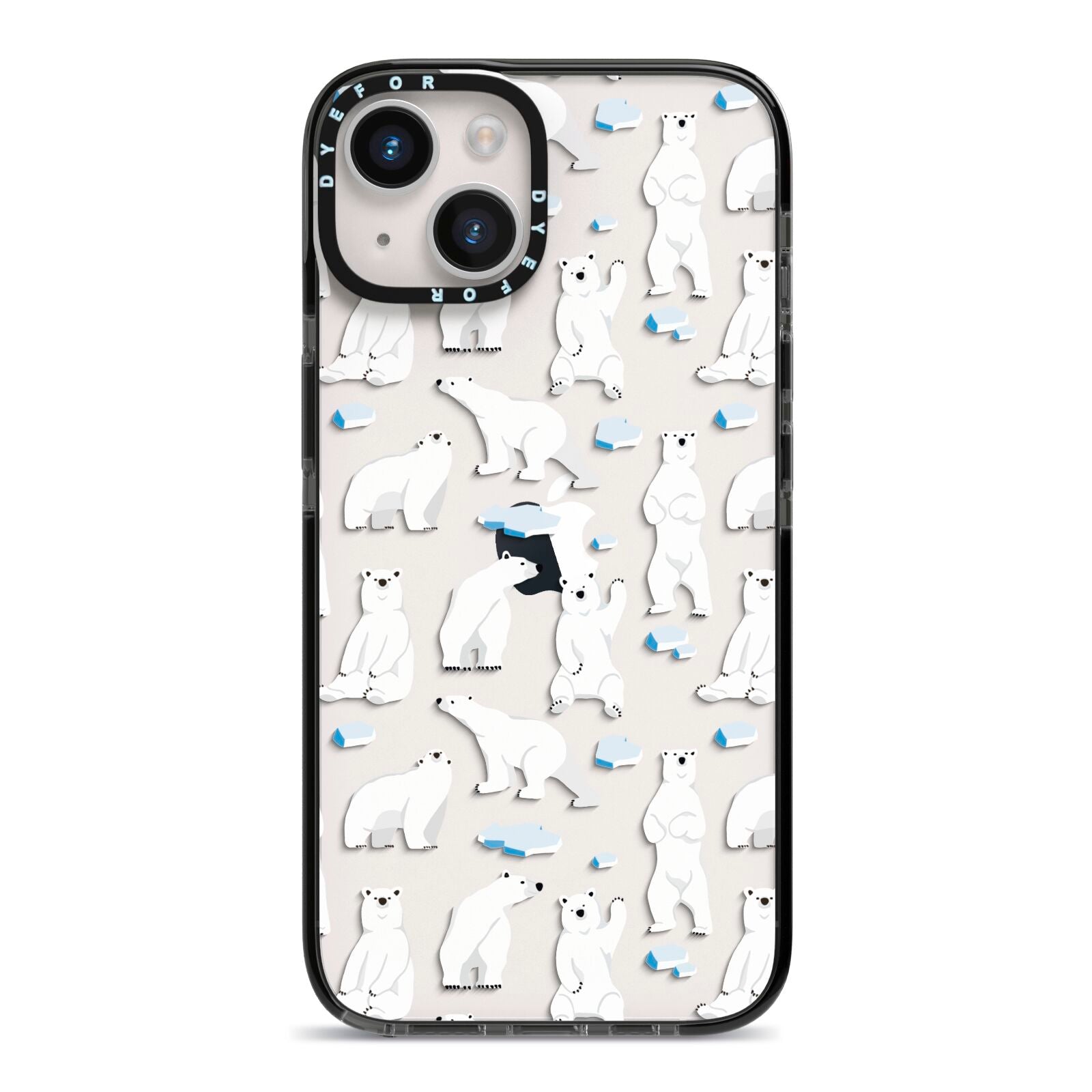 Polar Bear iPhone 14 Black Impact Case on Silver phone