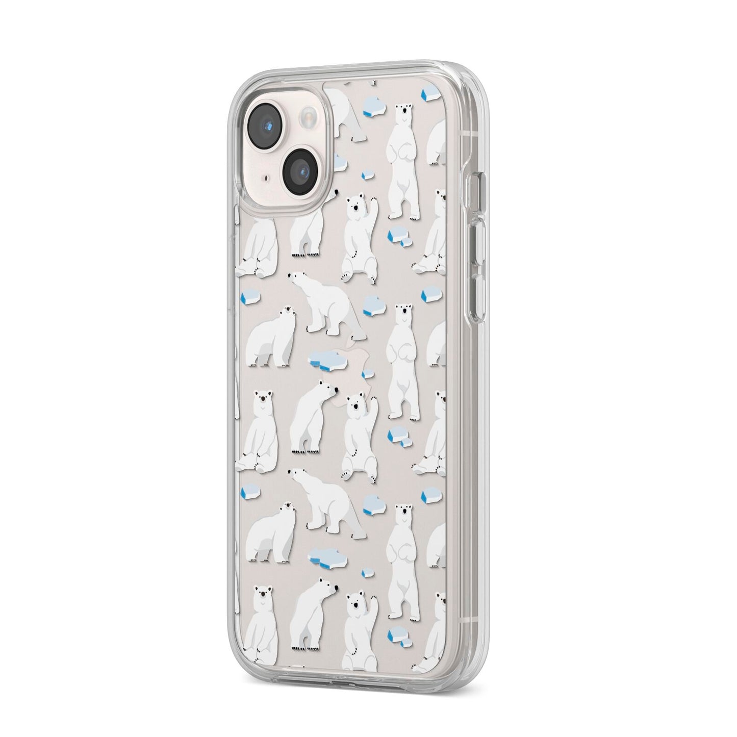 Polar Bear iPhone 14 Plus Clear Tough Case Starlight Angled Image