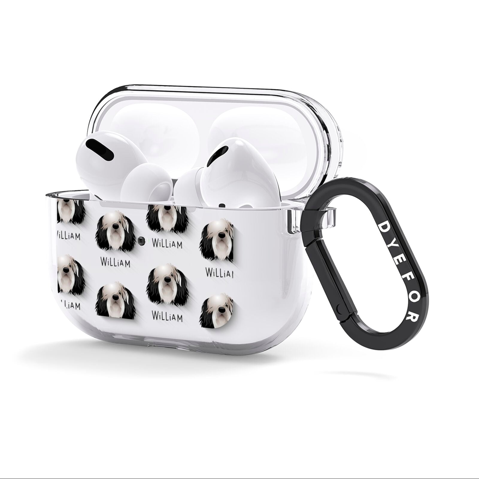 Polish Lowland Sheepdog Icon with Name AirPods Clear Case 3rd Gen Side Image