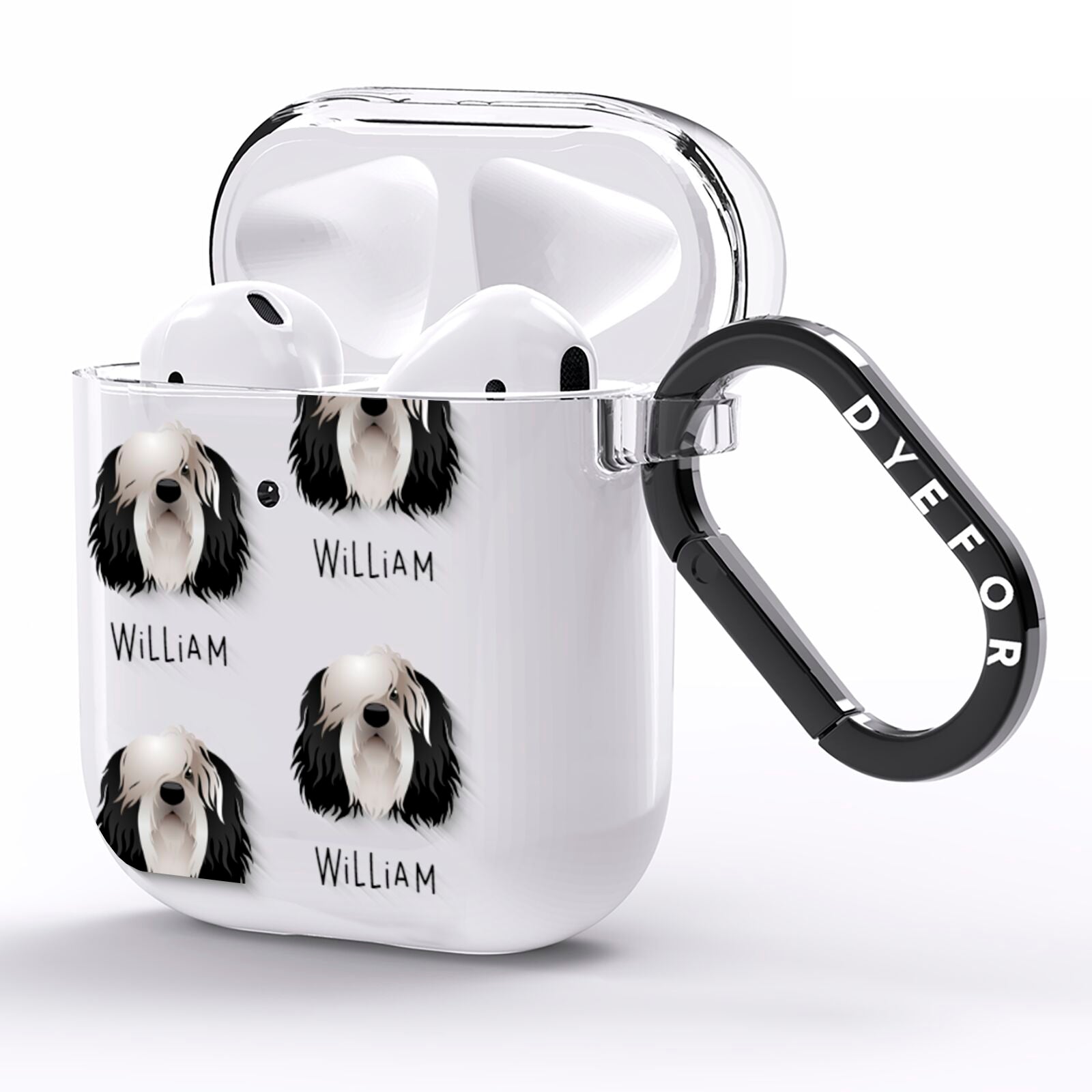 Polish Lowland Sheepdog Icon with Name AirPods Clear Case Side Image