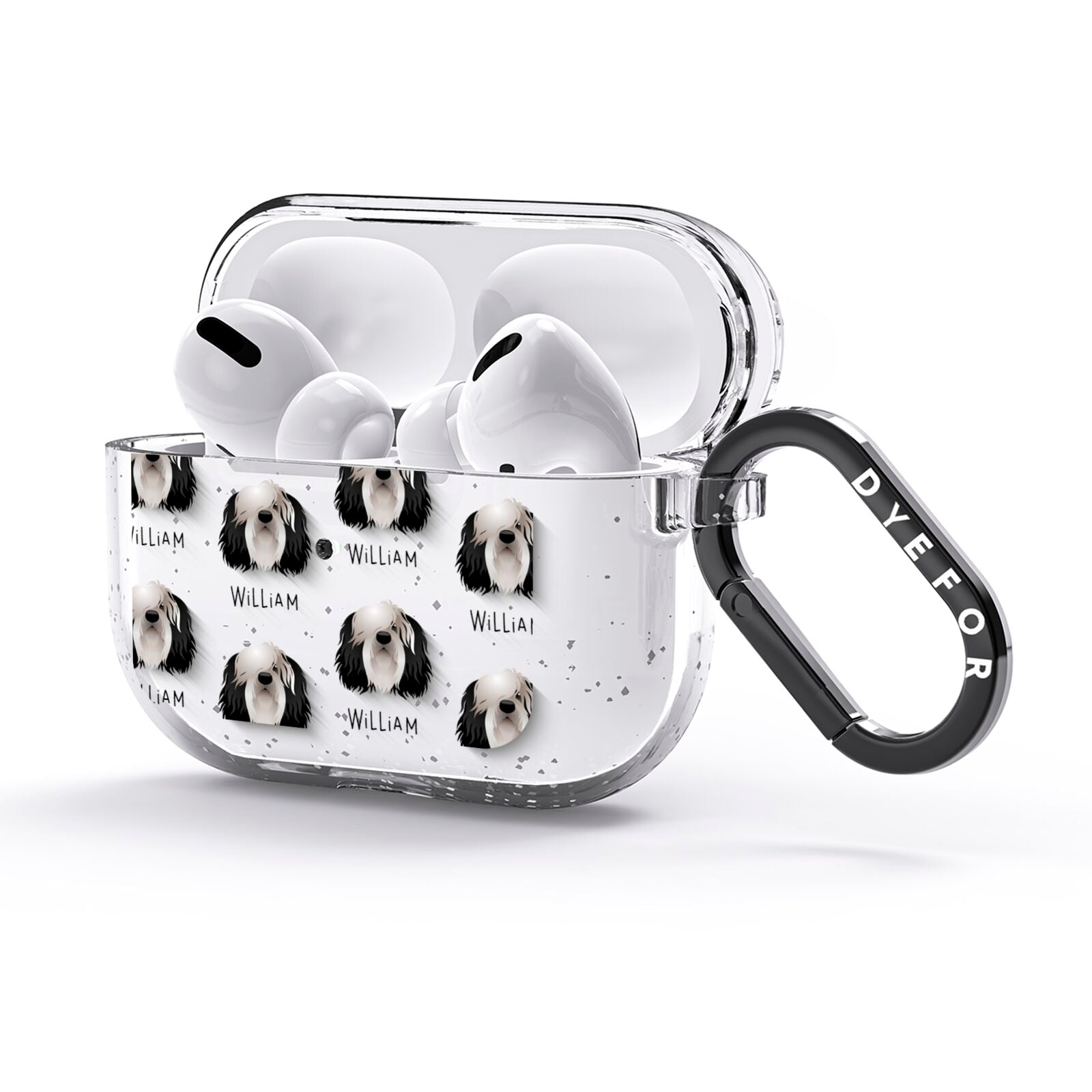 Polish Lowland Sheepdog Icon with Name AirPods Glitter Case 3rd Gen Side Image