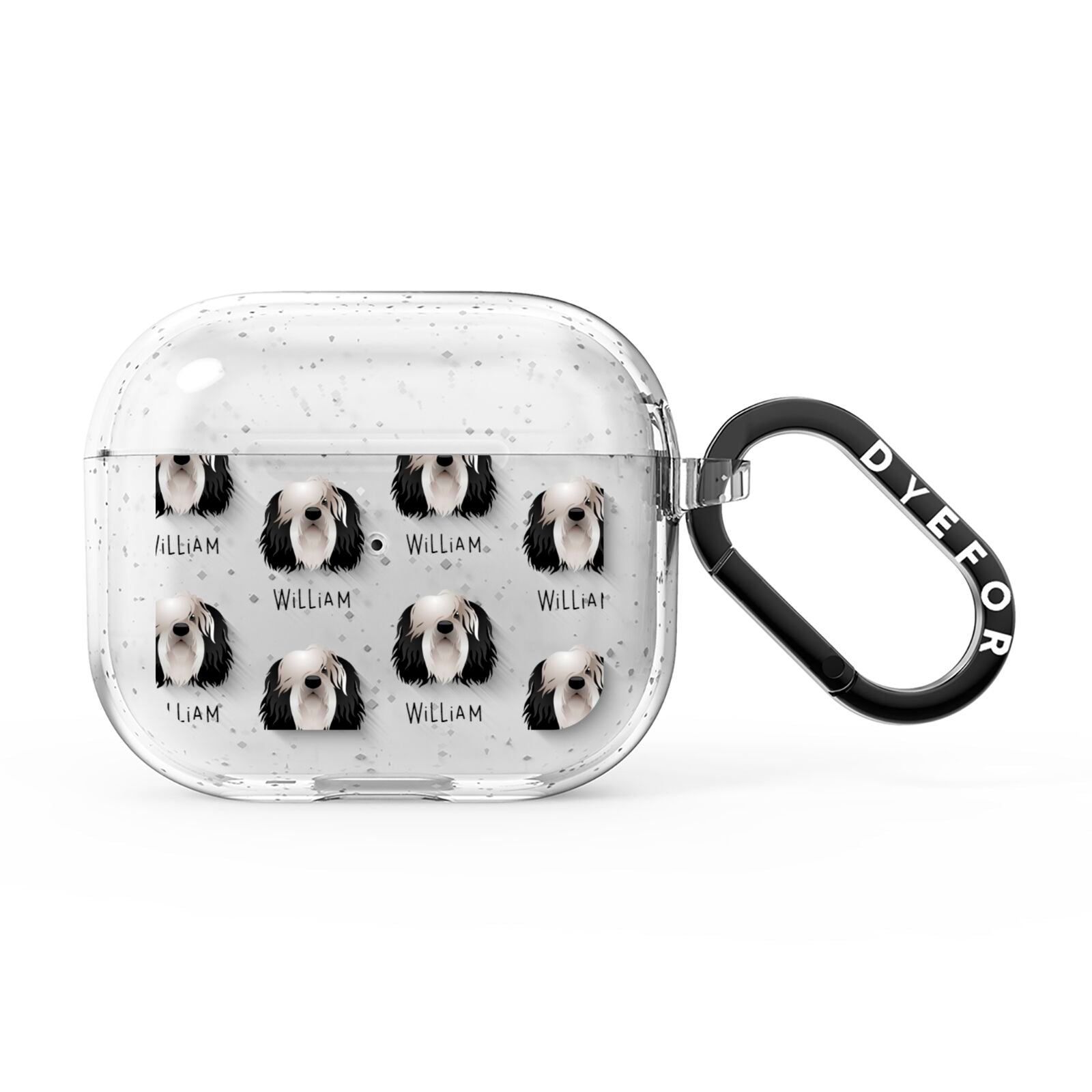 Polish Lowland Sheepdog Icon with Name AirPods Glitter Case 3rd Gen