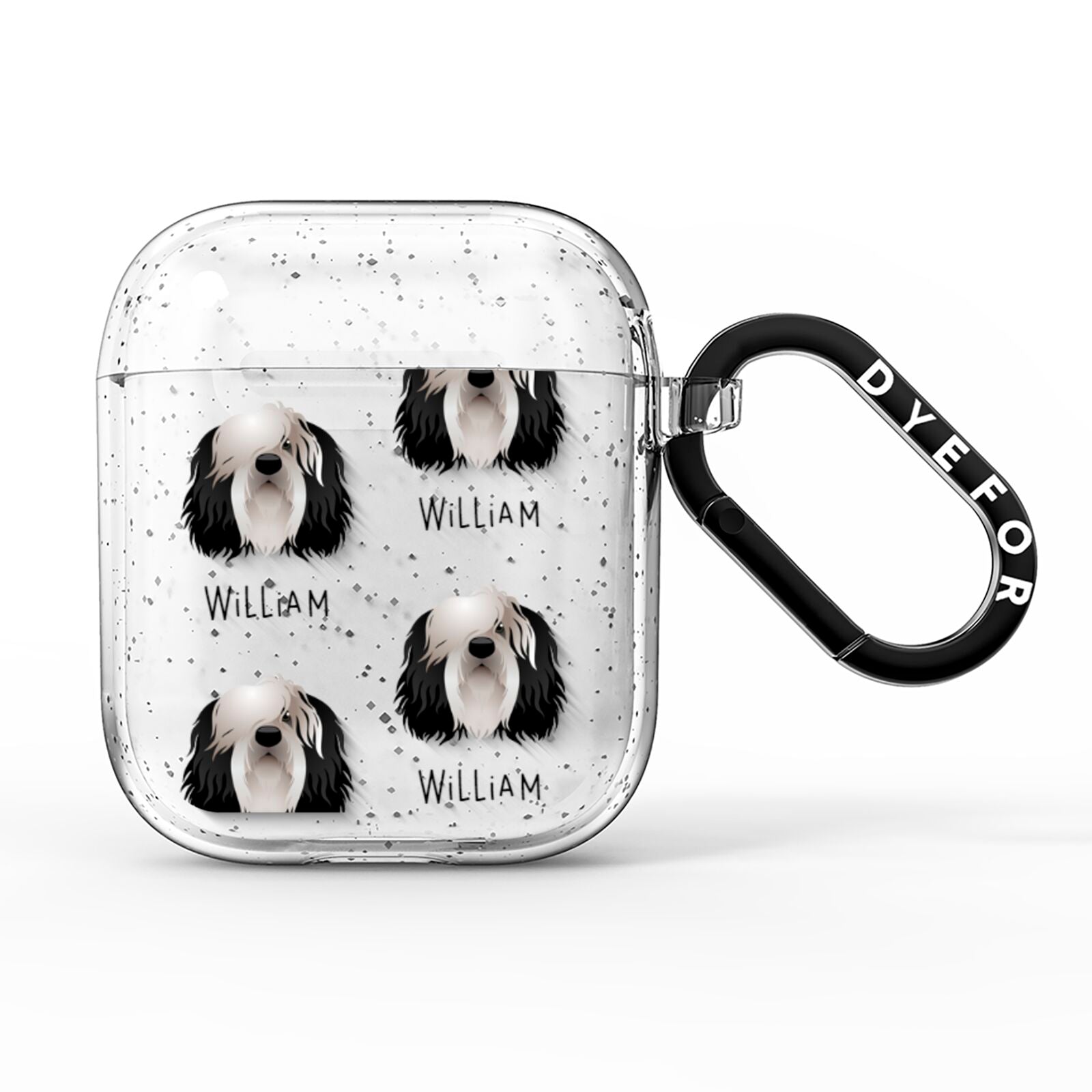 Polish Lowland Sheepdog Icon with Name AirPods Glitter Case