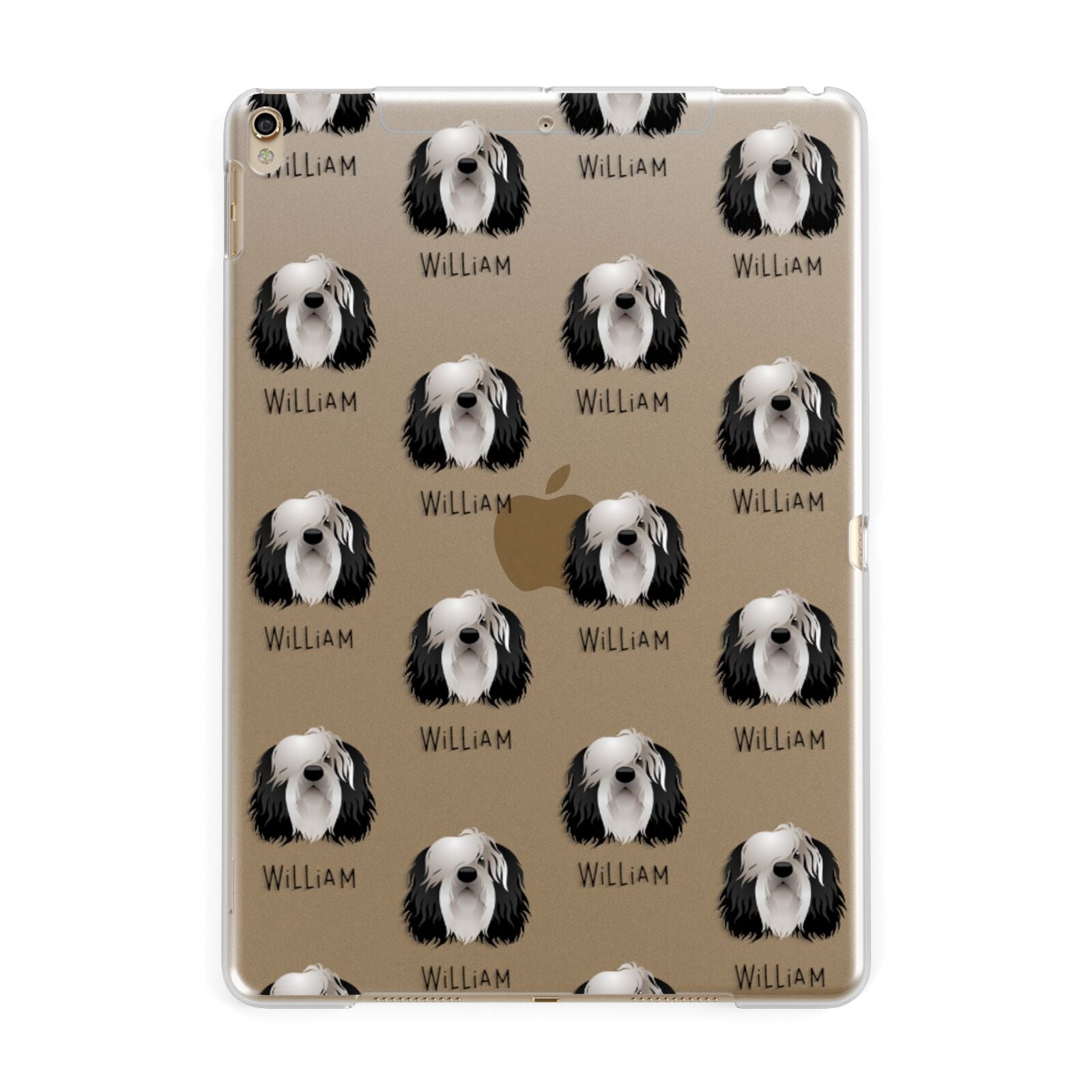 Polish Lowland Sheepdog Icon with Name Apple iPad Gold Case