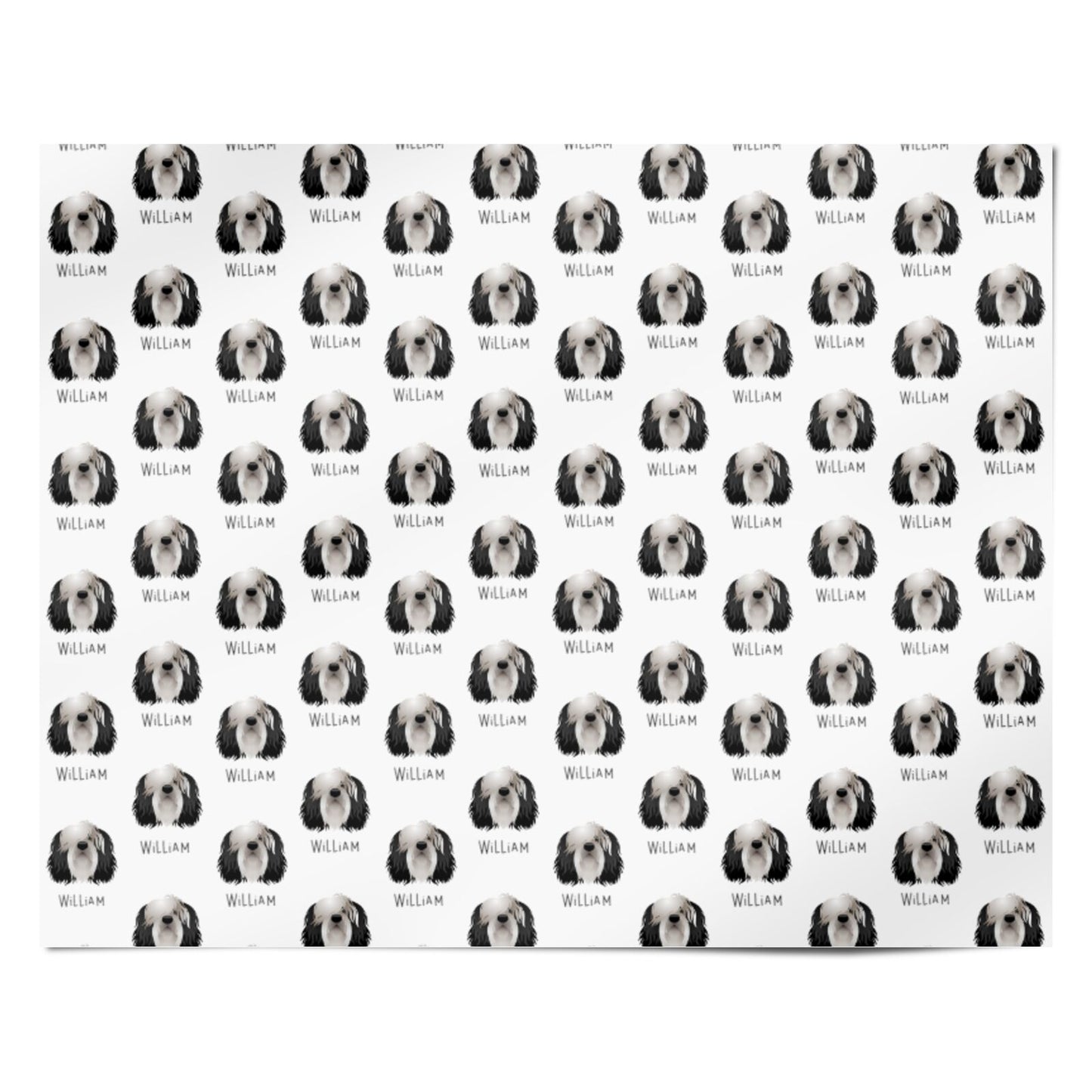 Polish Lowland Sheepdog Icon with Name Personalised Wrapping Paper Alternative