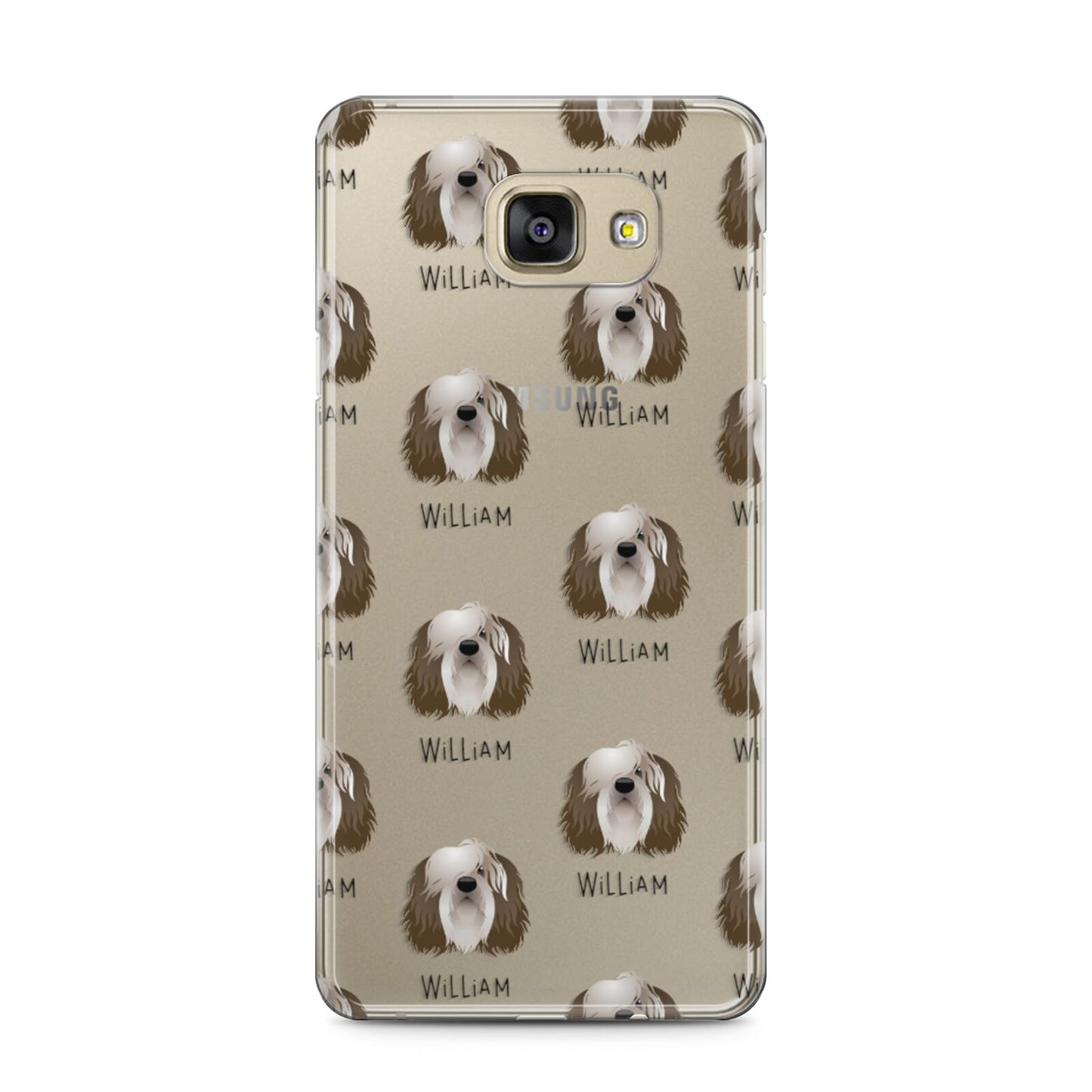 Polish Lowland Sheepdog Icon with Name Samsung Galaxy A5 2016 Case on gold phone