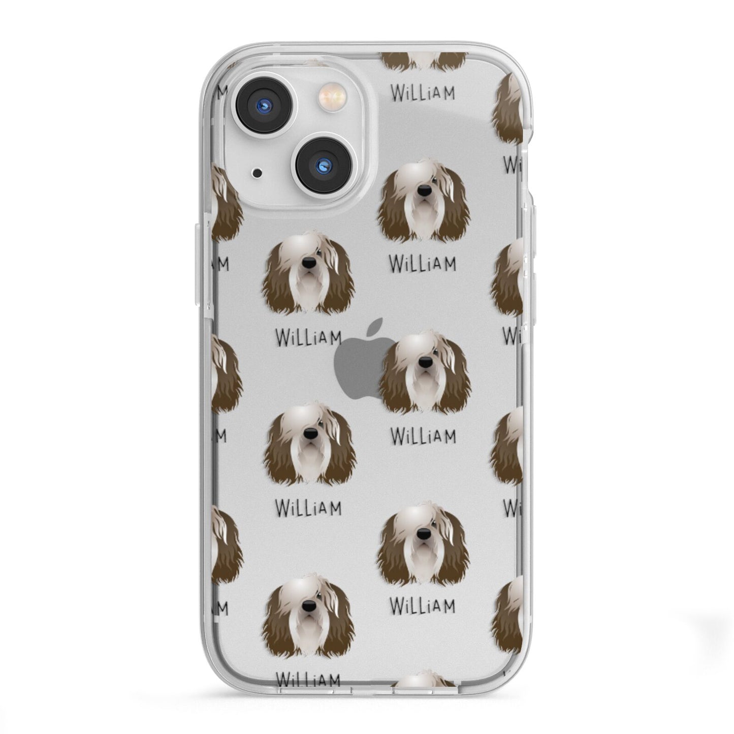 Polish Lowland Sheepdog Icon with Name iPhone 13 Mini TPU Impact Case with White Edges