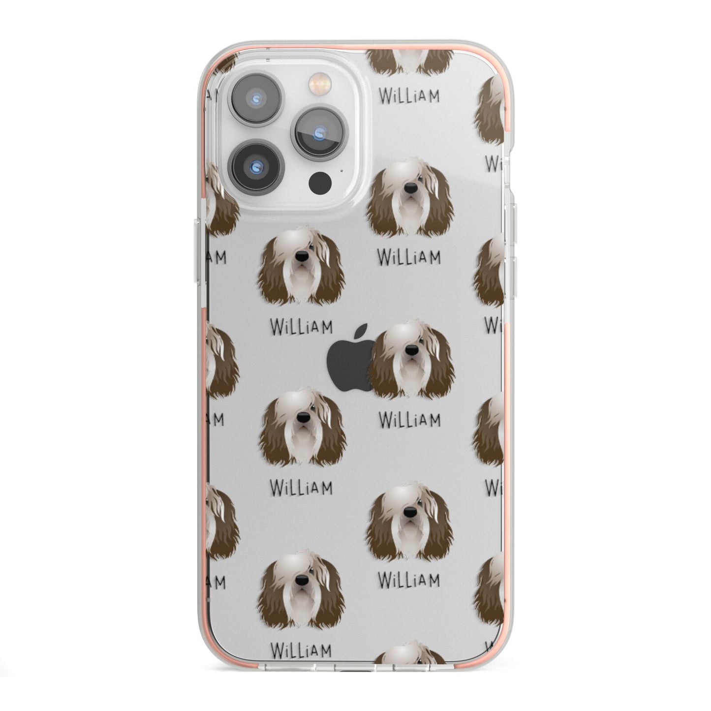 Polish Lowland Sheepdog Icon with Name iPhone 13 Pro Max TPU Impact Case with Pink Edges