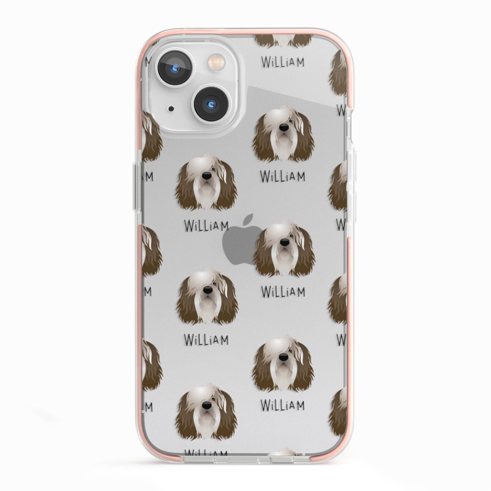 Polish Lowland Sheepdog Icon with Name iPhone 13 TPU Impact Case with Pink Edges