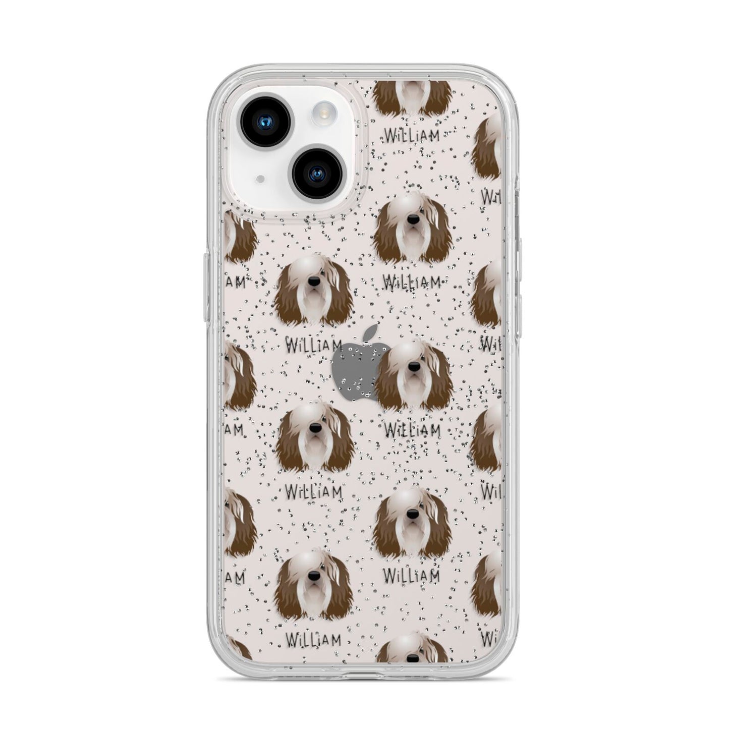 Polish Lowland Sheepdog Icon with Name iPhone 14 Glitter Tough Case Starlight