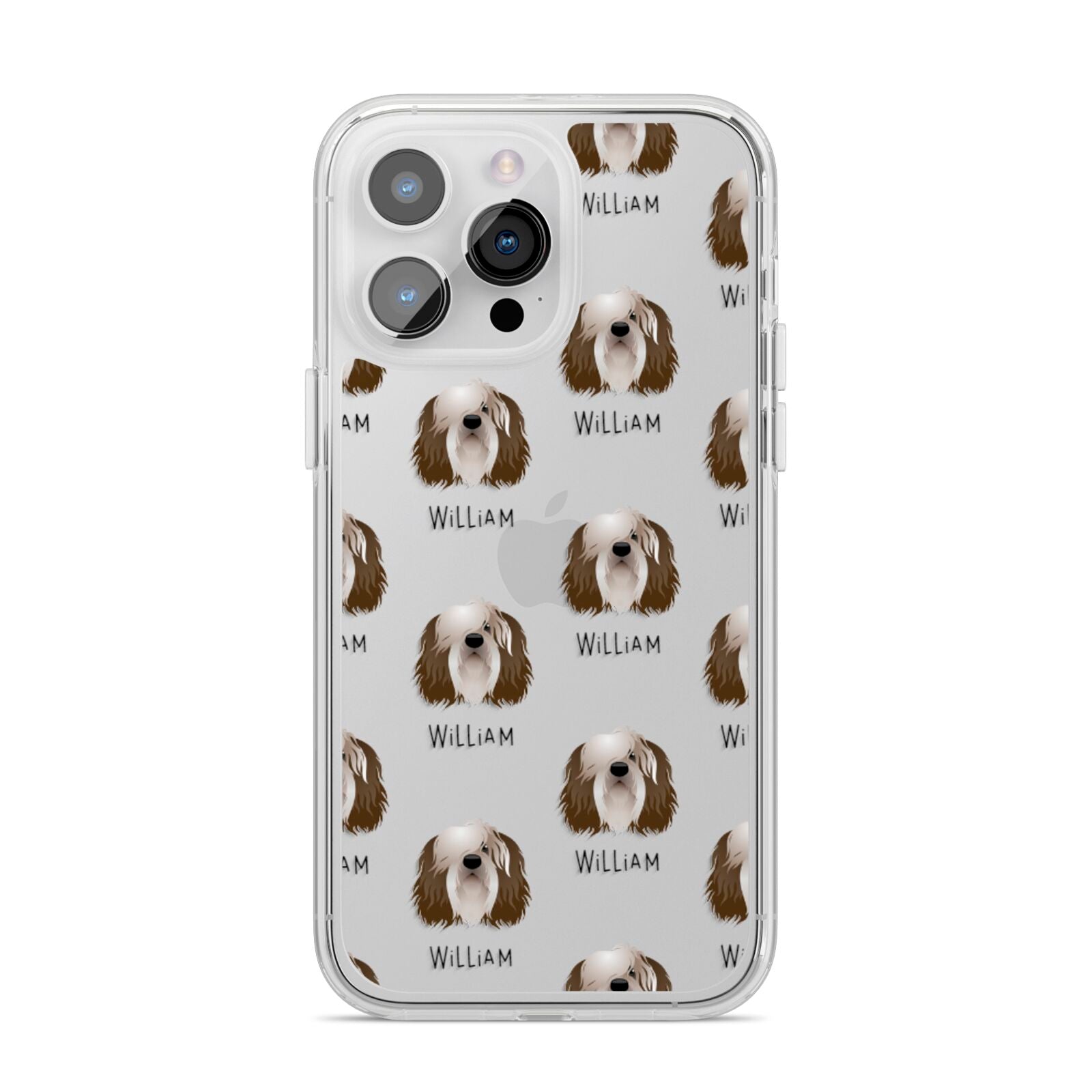 Polish Lowland Sheepdog Icon with Name iPhone 14 Pro Max Clear Tough Case Silver