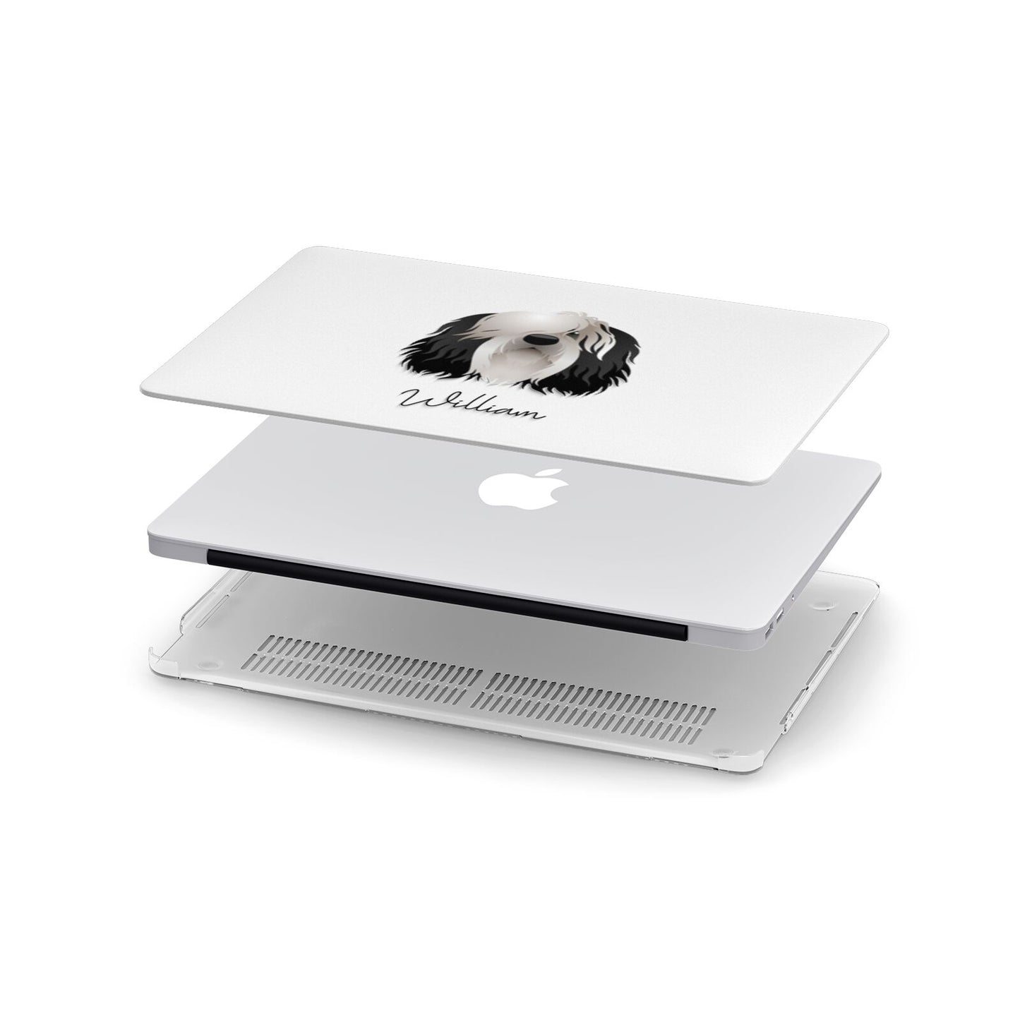 Polish Lowland Sheepdog Personalised Apple MacBook Case in Detail