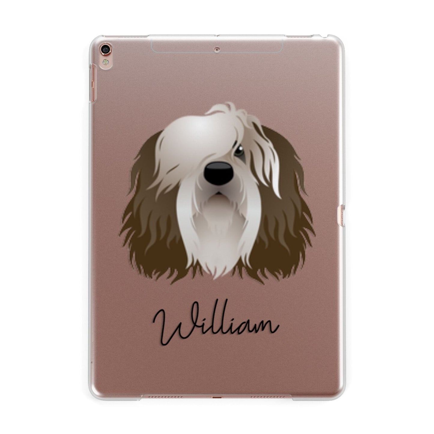 Polish Lowland Sheepdog Personalised Apple iPad Rose Gold Case