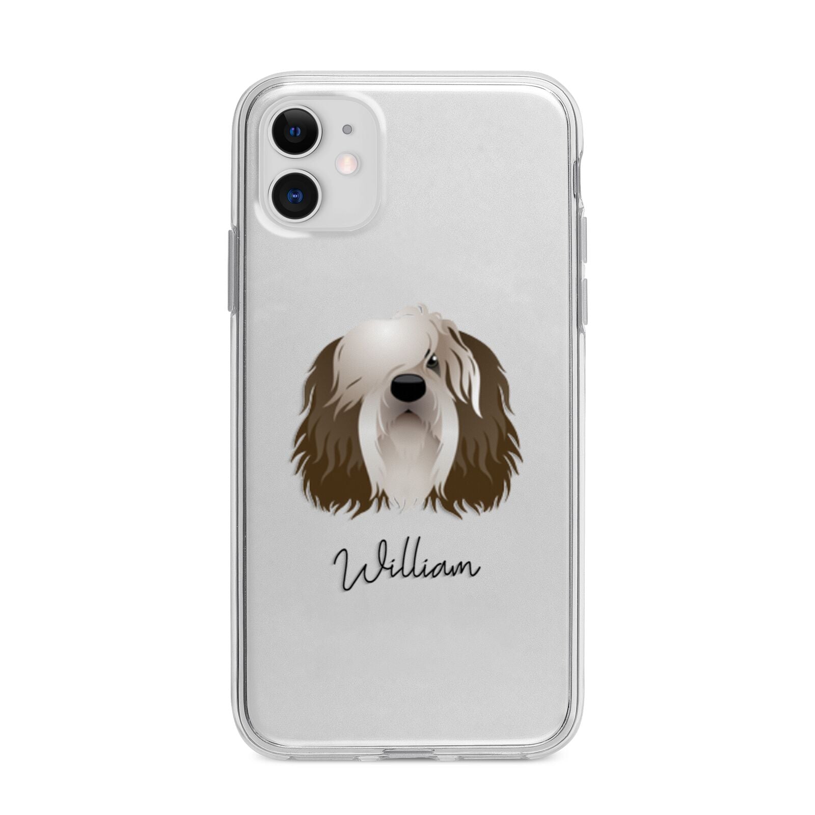 Polish Lowland Sheepdog Personalised Apple iPhone 11 in White with Bumper Case