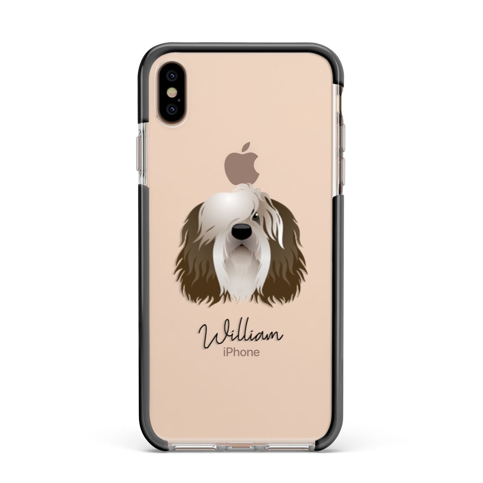 Polish Lowland Sheepdog Personalised Apple iPhone Xs Max Impact Case Black Edge on Gold Phone