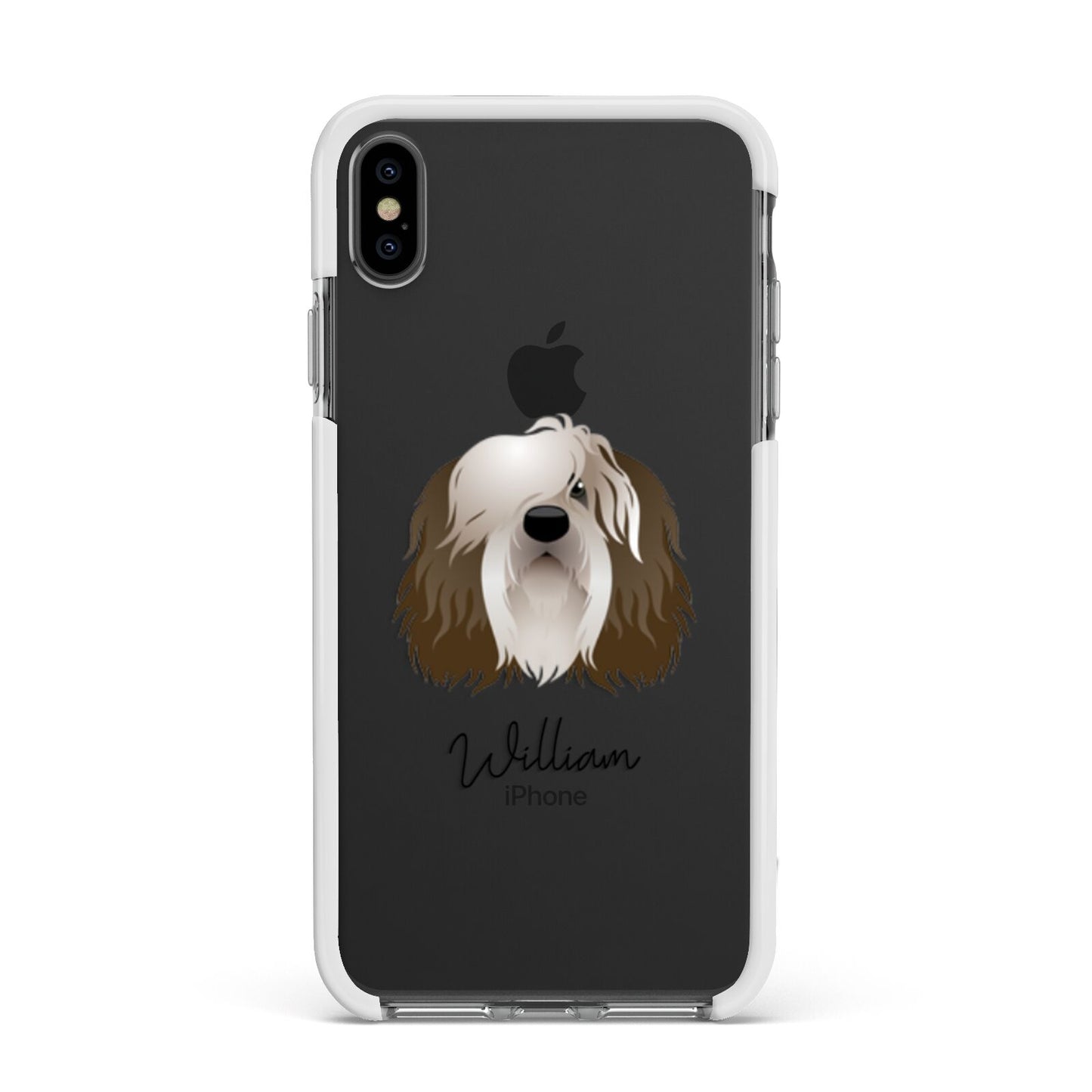 Polish Lowland Sheepdog Personalised Apple iPhone Xs Max Impact Case White Edge on Black Phone