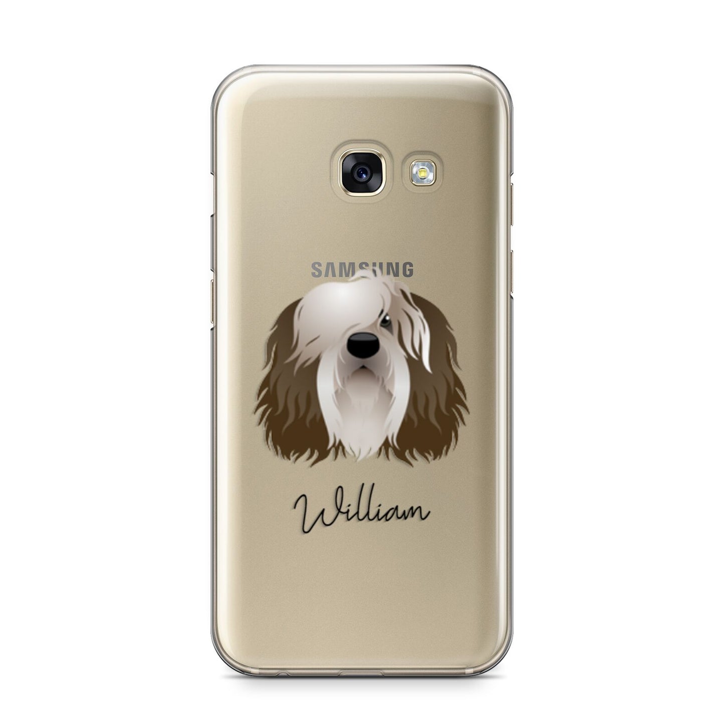 Polish Lowland Sheepdog Personalised Samsung Galaxy A3 2017 Case on gold phone