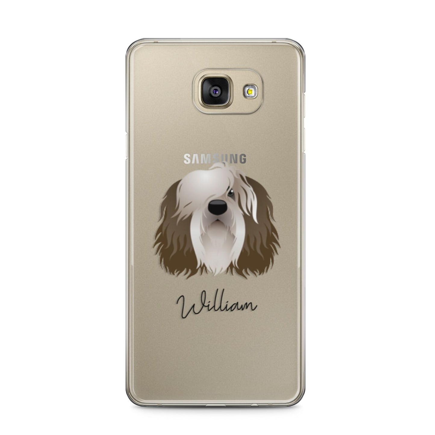 Polish Lowland Sheepdog Personalised Samsung Galaxy A5 2016 Case on gold phone