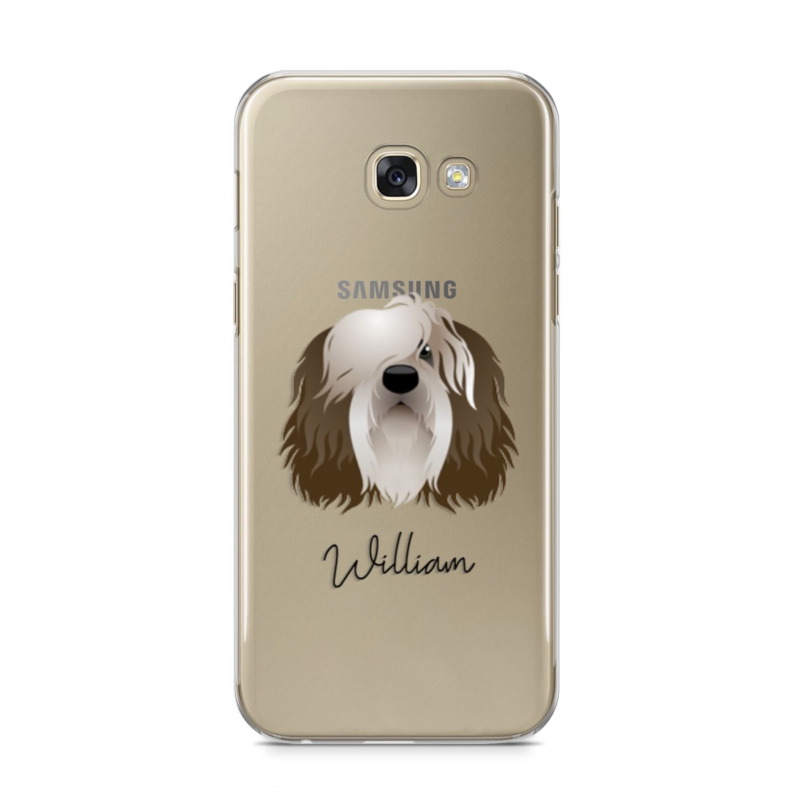 Polish Lowland Sheepdog Personalised Samsung Galaxy A5 2017 Case on gold phone