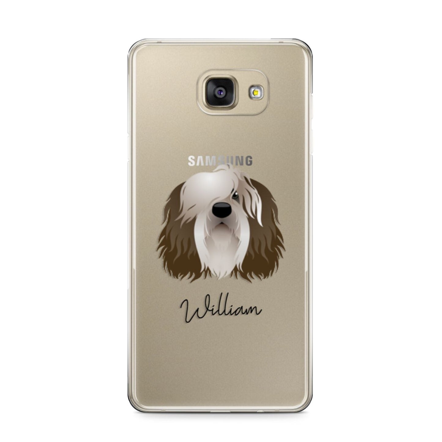 Polish Lowland Sheepdog Personalised Samsung Galaxy A9 2016 Case on gold phone