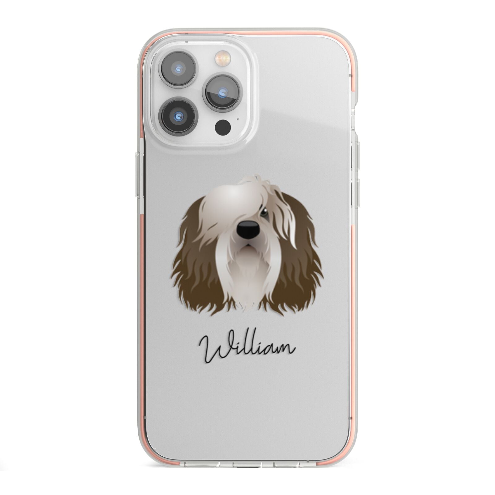 Polish Lowland Sheepdog Personalised iPhone 13 Pro Max TPU Impact Case with Pink Edges