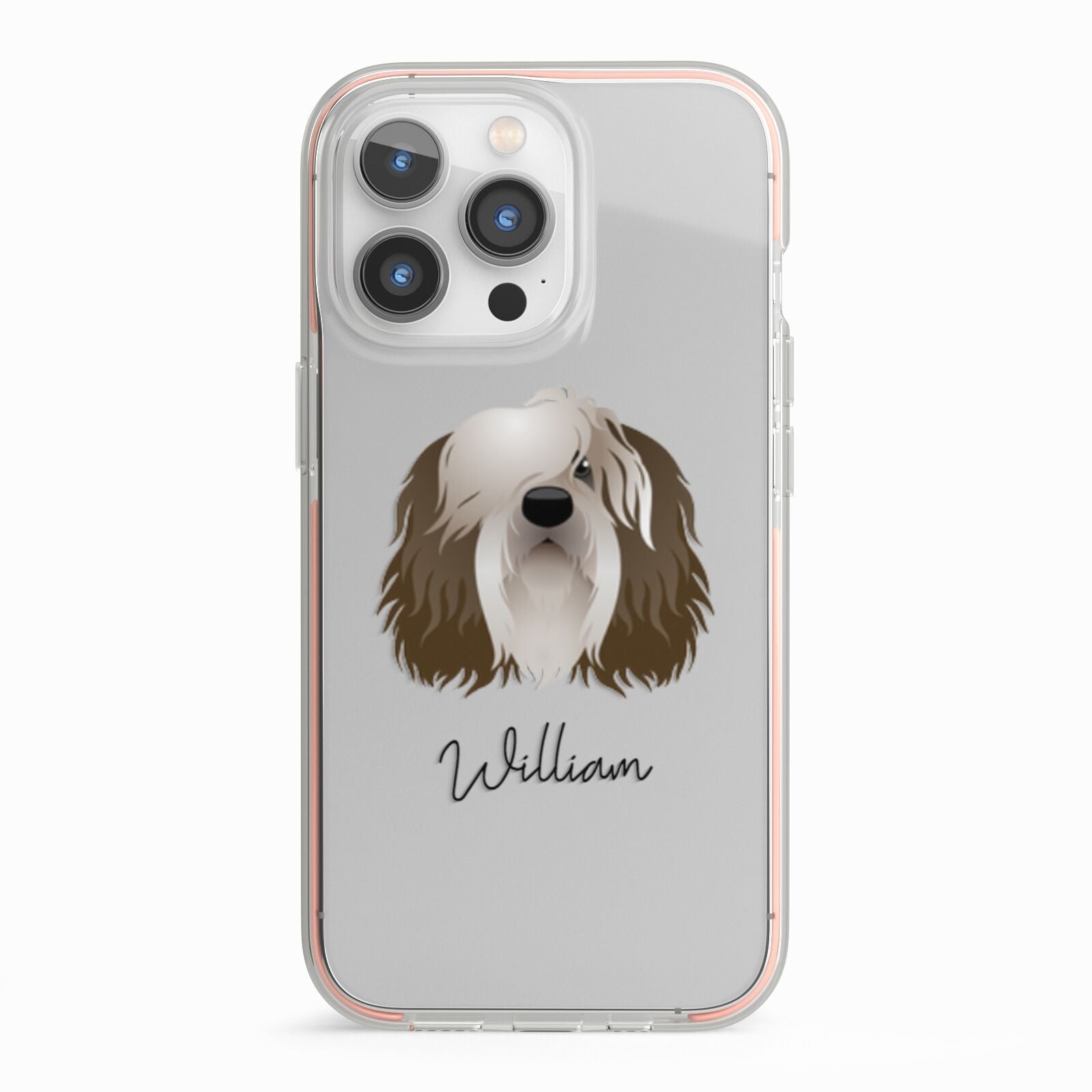 Polish Lowland Sheepdog Personalised iPhone 13 Pro TPU Impact Case with Pink Edges