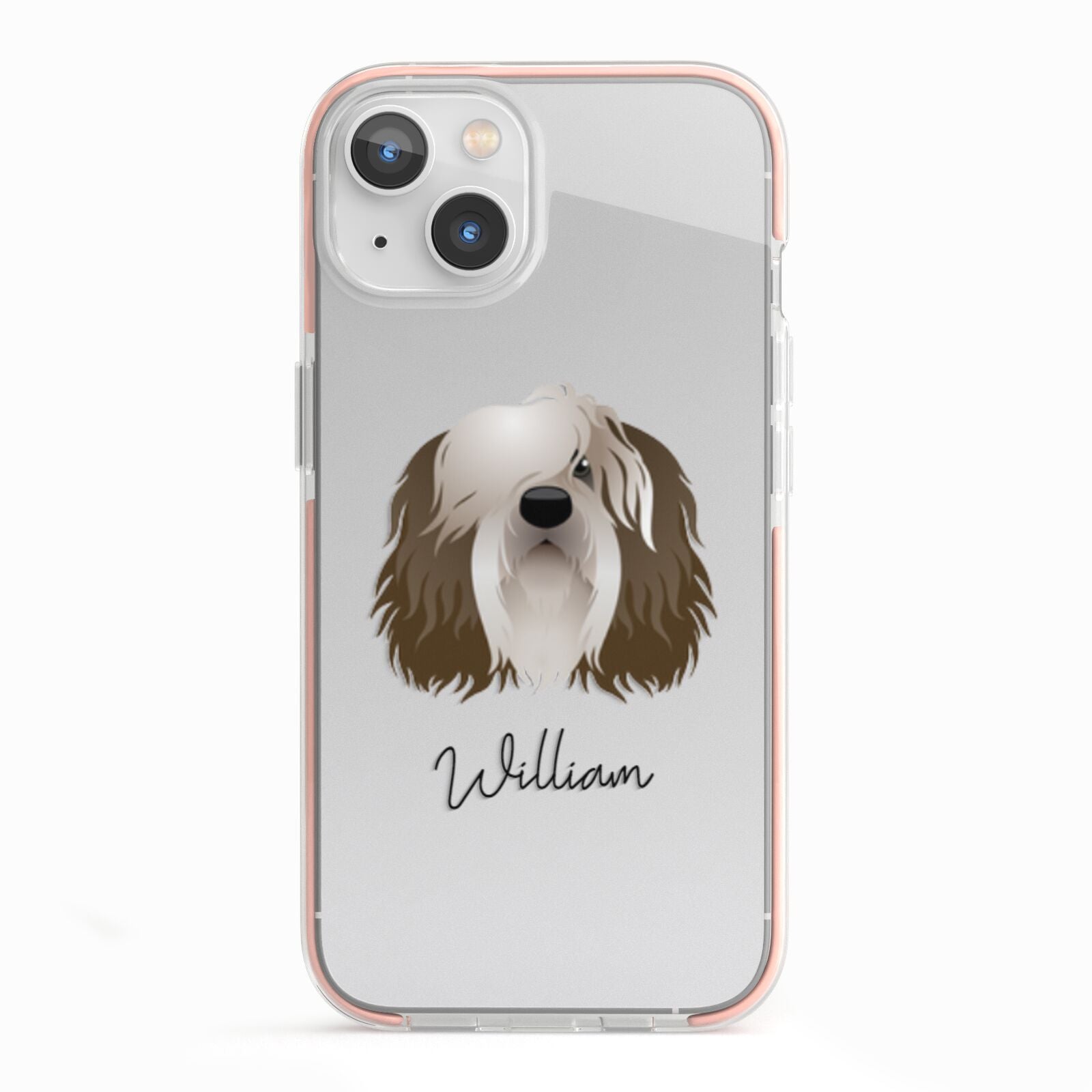 Polish Lowland Sheepdog Personalised iPhone 13 TPU Impact Case with Pink Edges