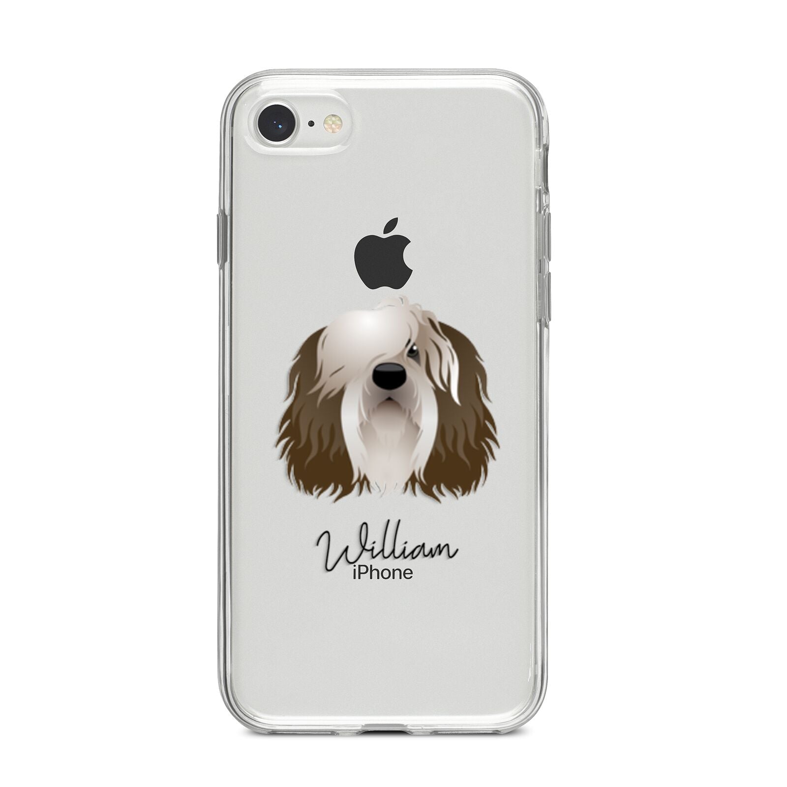 Polish Lowland Sheepdog Personalised iPhone 8 Bumper Case on Silver iPhone