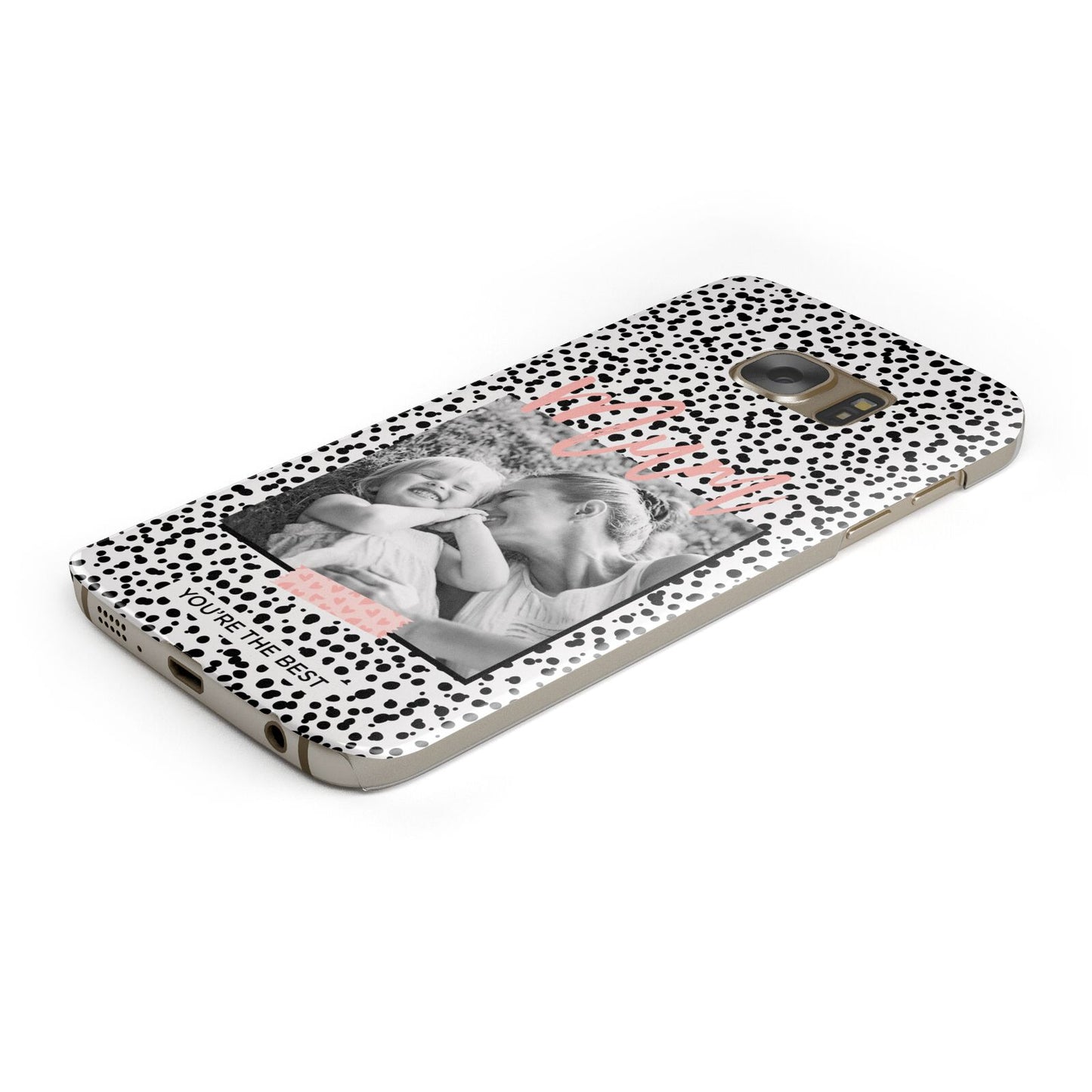 Polka Dot Mum Protective Samsung Galaxy Case Angled Image