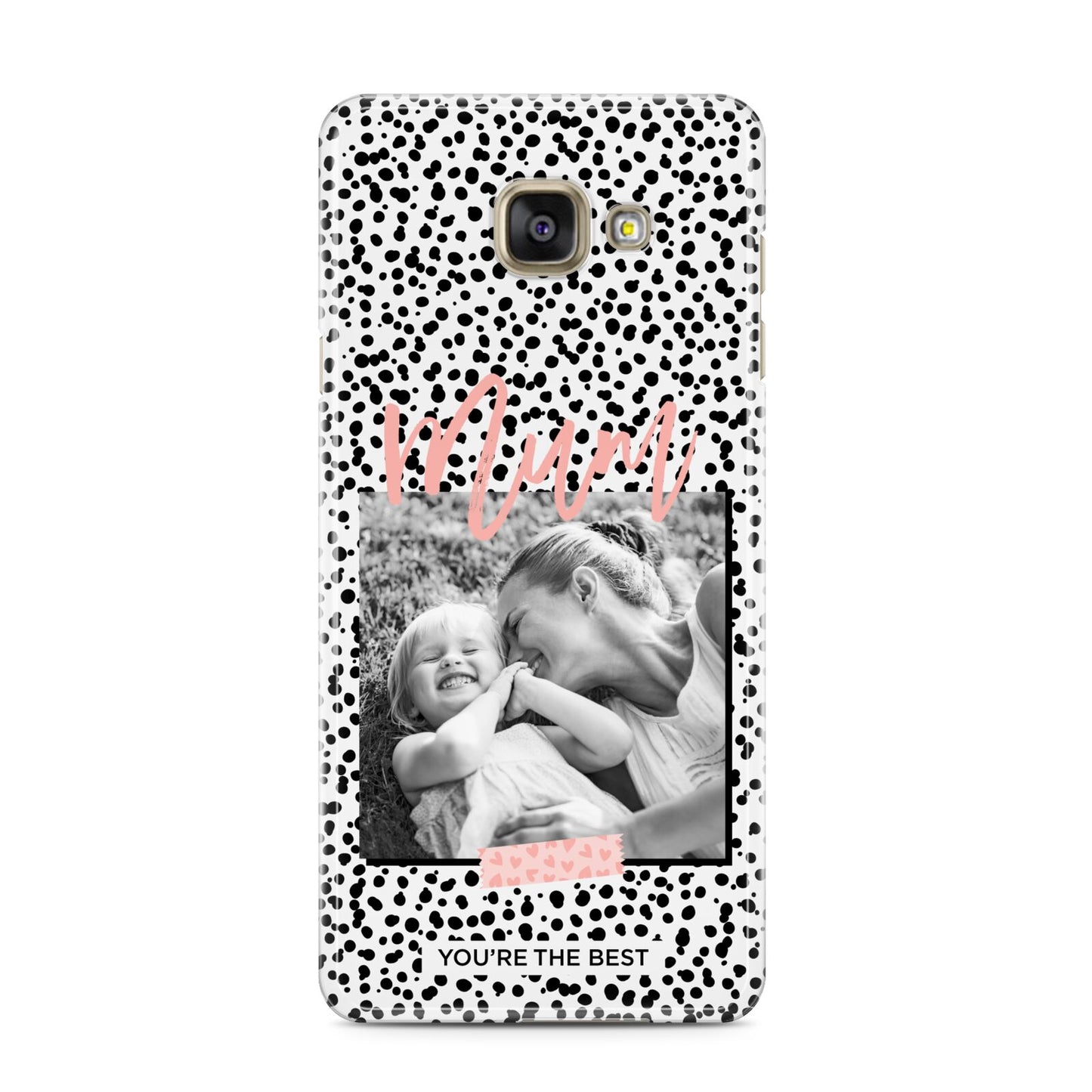 Polka Dot Mum Samsung Galaxy A3 2016 Case on gold phone