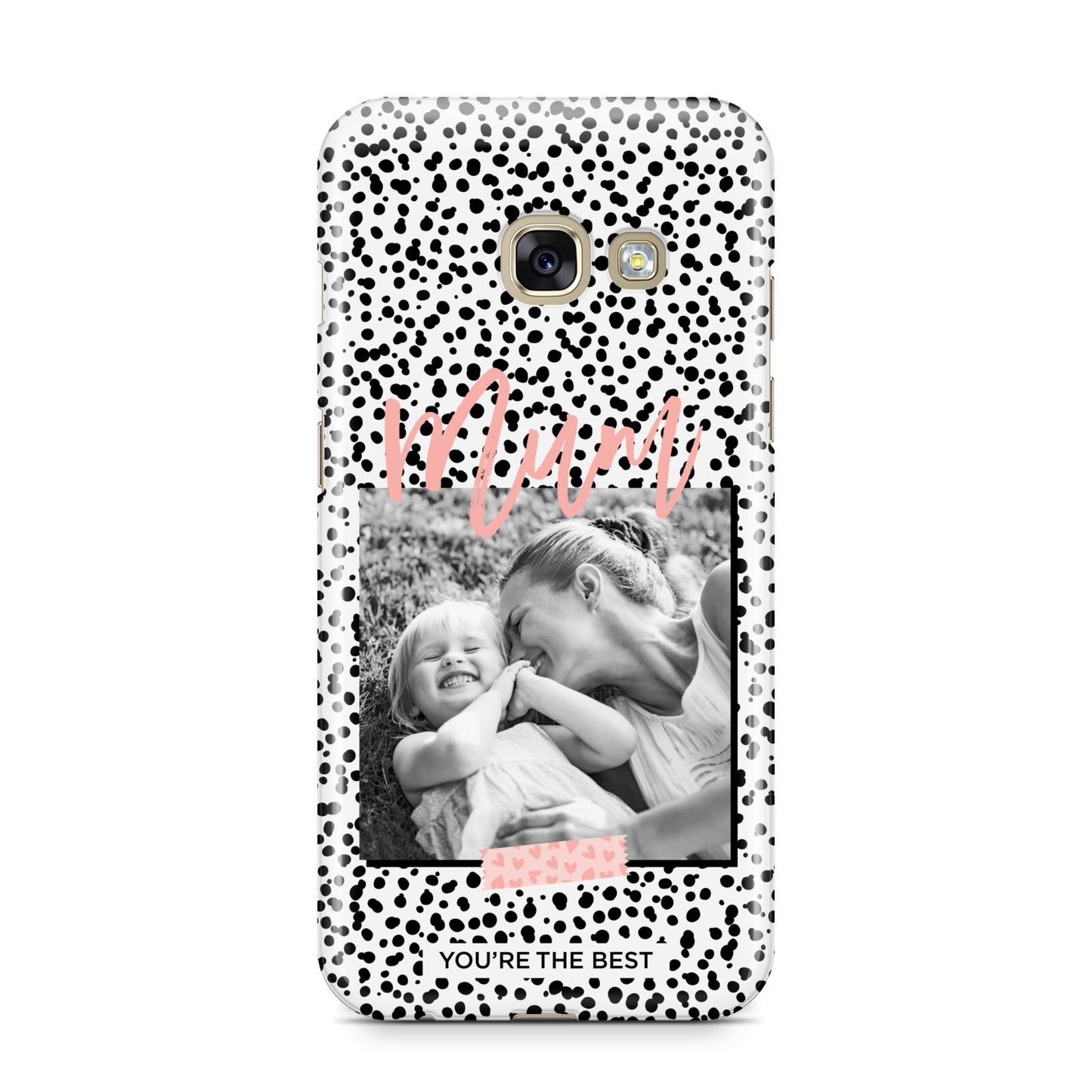 Polka Dot Mum Samsung Galaxy A3 2017 Case on gold phone