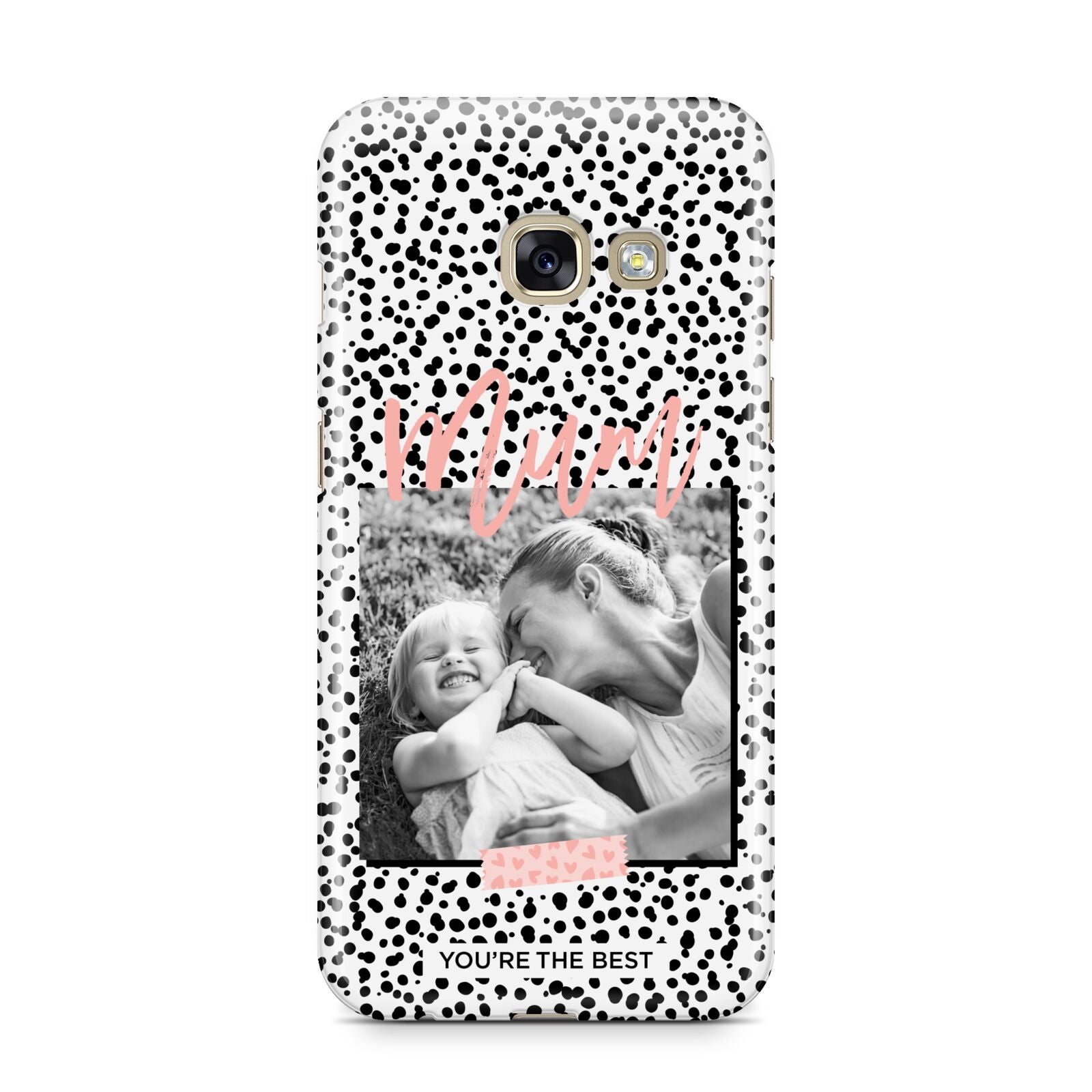 Polka Dot Mum Samsung Galaxy A3 2017 Case on gold phone